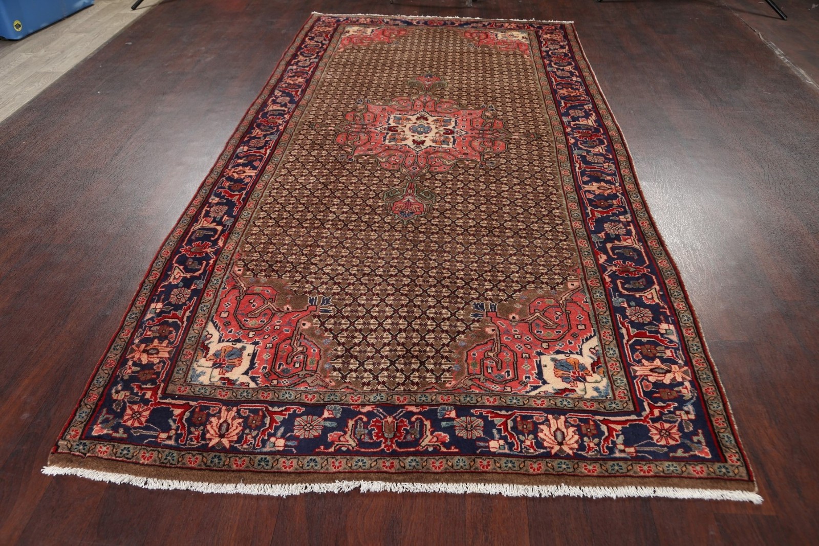 Brown Geometric Tribal Area Rug 5×10 Wool Hand-made Traditional Room Size Carpet