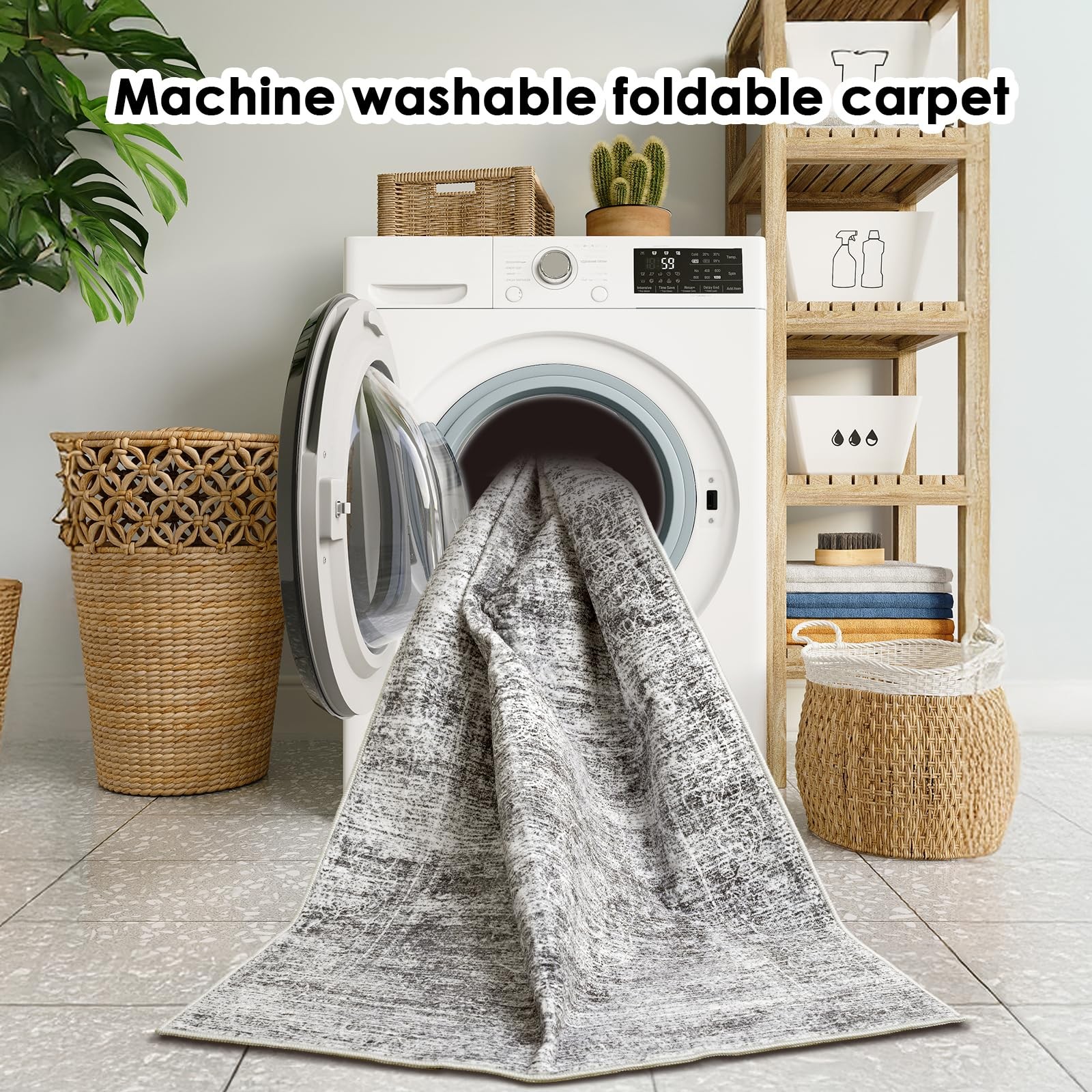 Rugixe Area Rug 69 Foldable Machine Washable Living Room Area Rug Machine