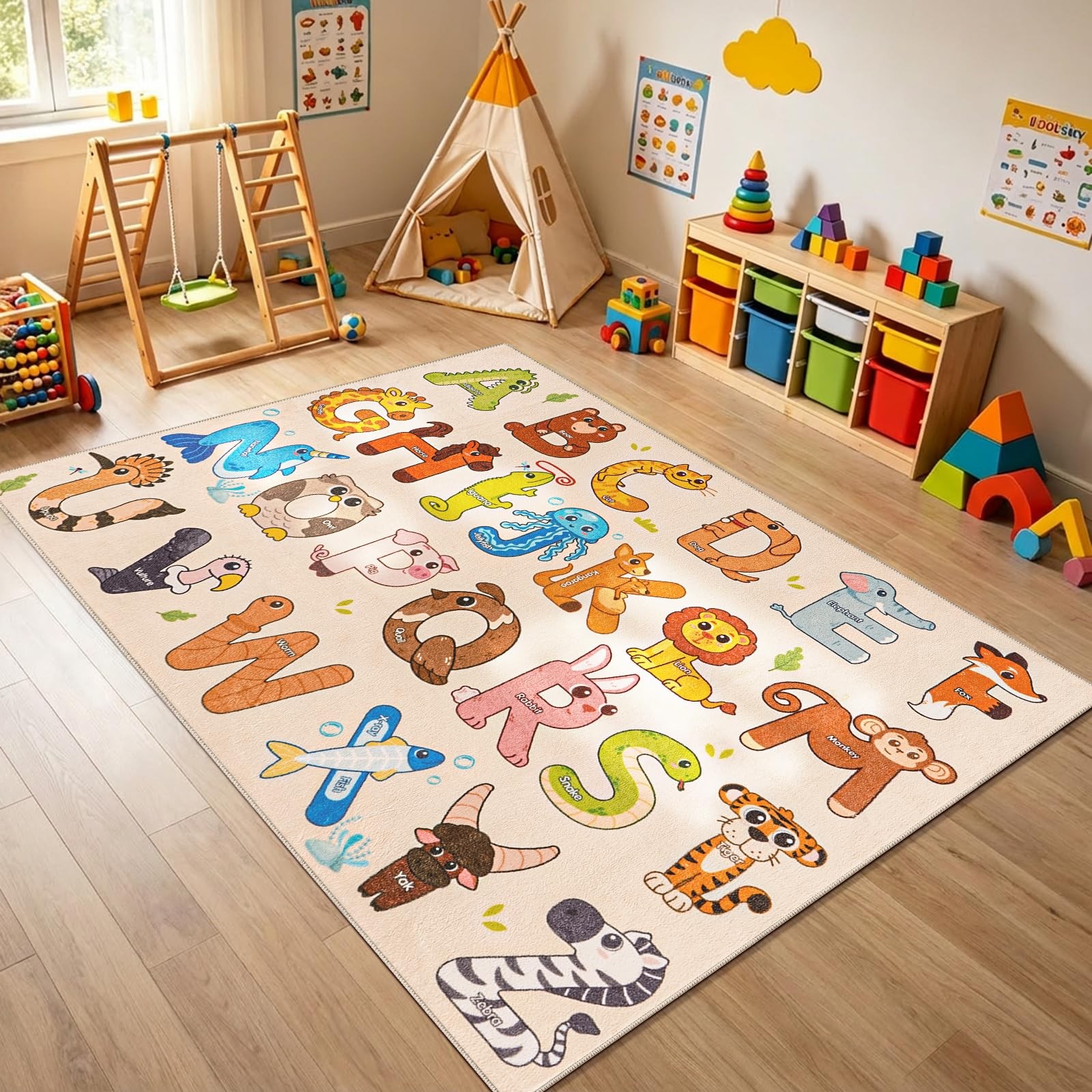 Rezutan Kids Rugs for Playroom, 5 X 7 Feet Educational Rug for Classroom Lear…
