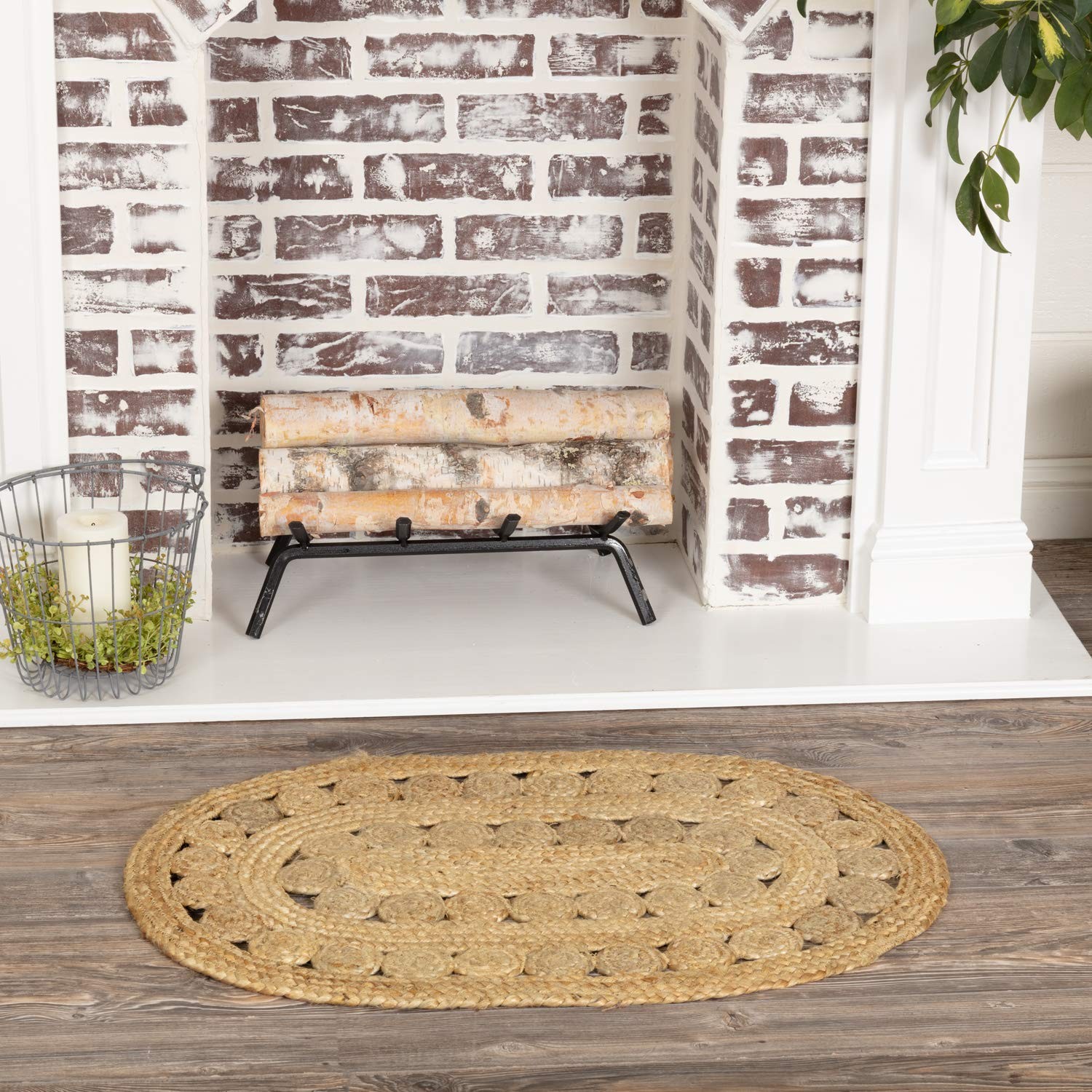Celeste Braided Jute Oval Welcome Mat Farmhouse Handwoven Boho Area Rug, 20×30