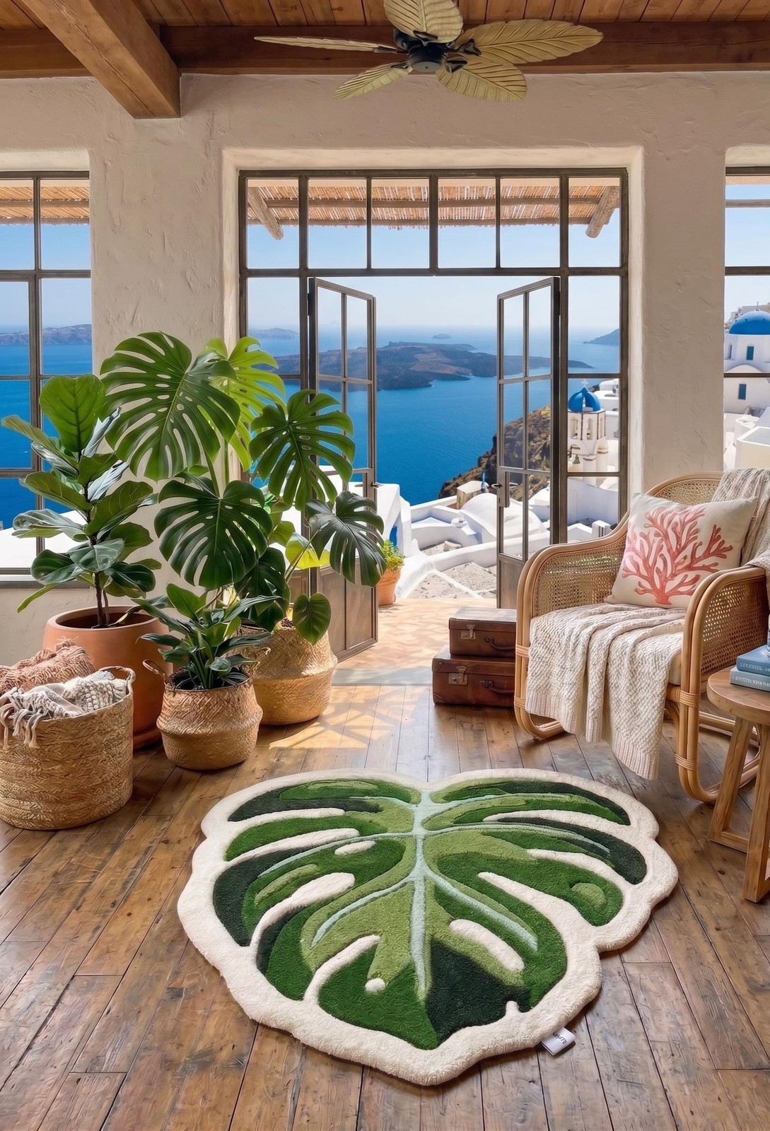 Monstera Leaf Rug | Tropical Botanical Area Carpet