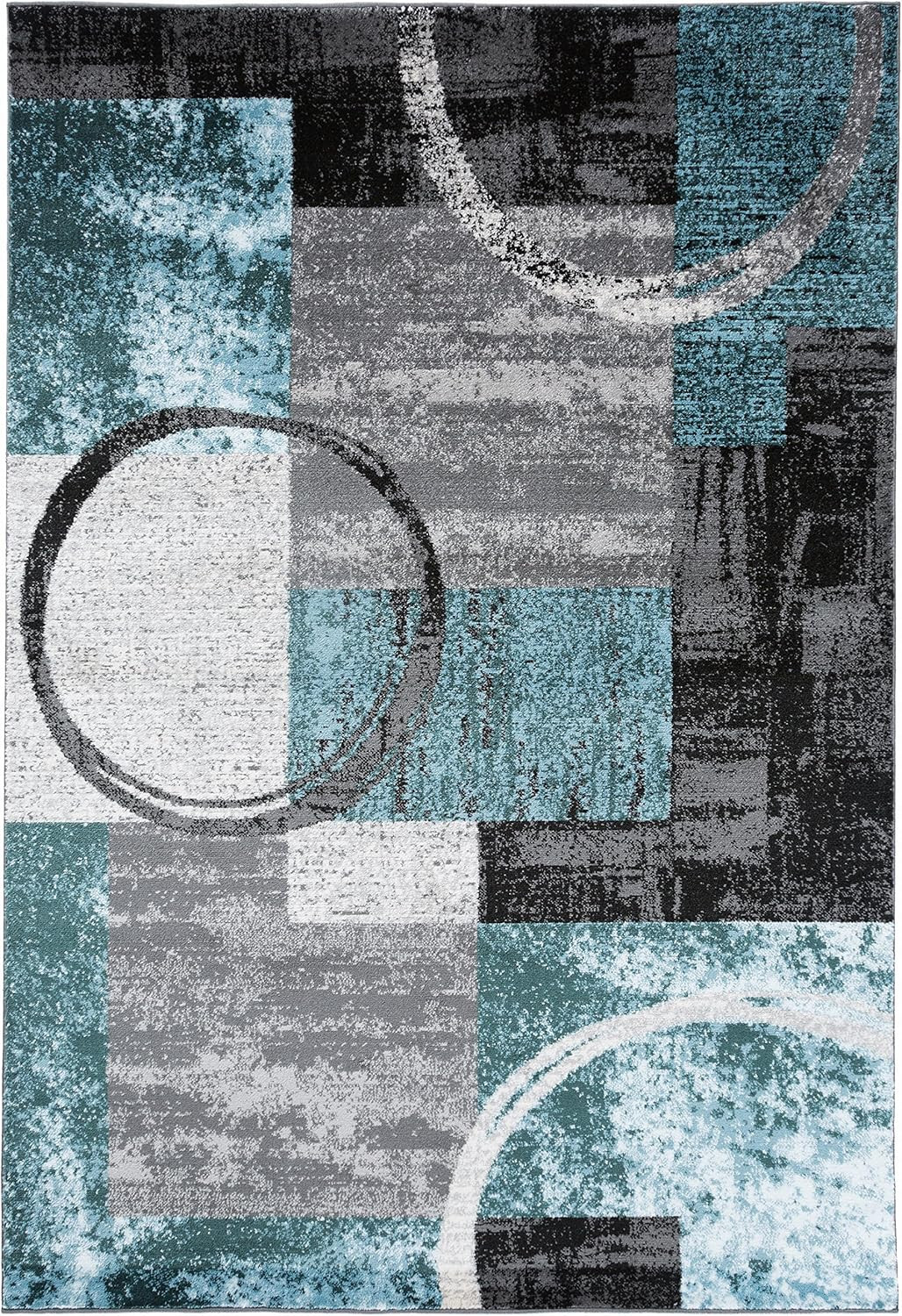 Modern Gray Abstract Circle Area Rug 7’10” x 10’2″ Soft & Stylish