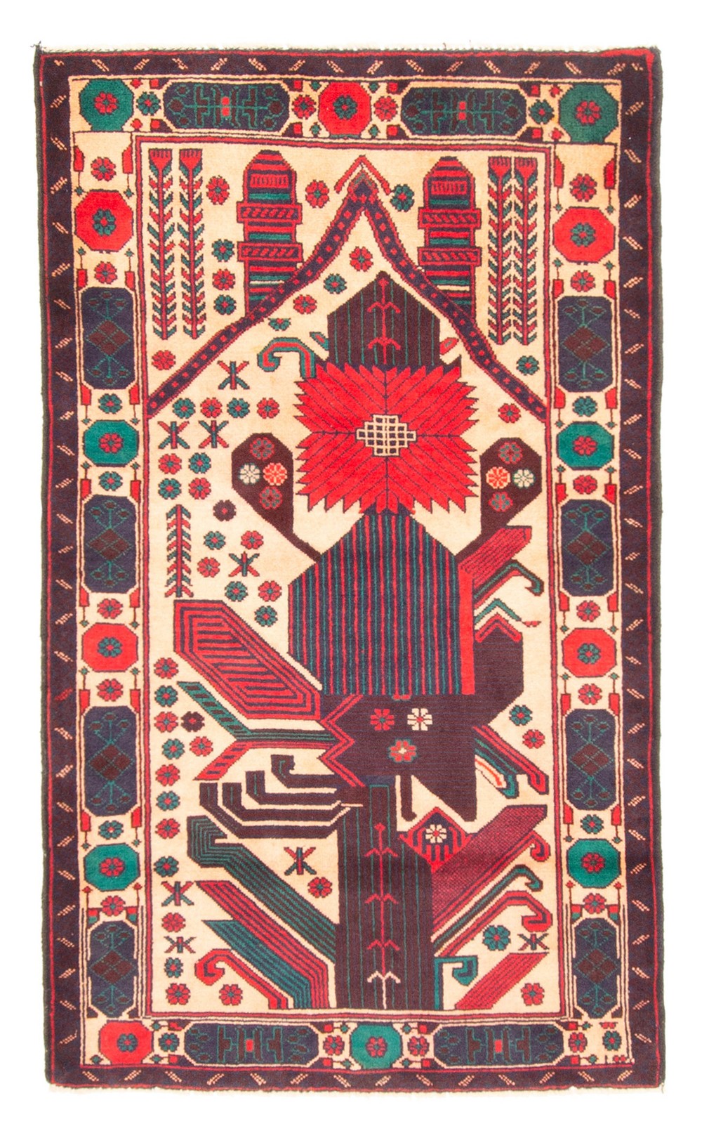 Vintage Hand-Knotted Carpet 2’10” x 4’10” Traditional Oriental Wool Area Rug