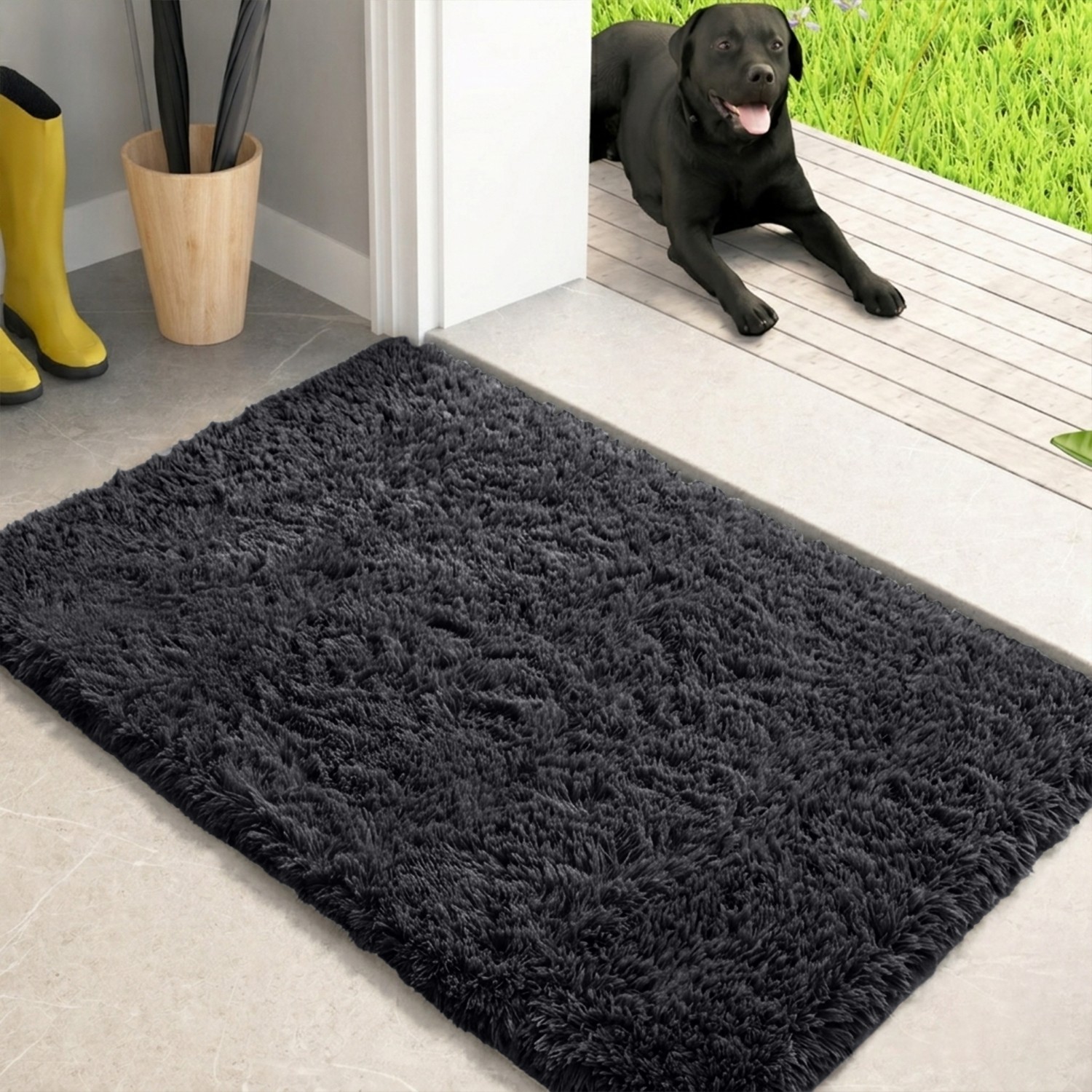 Anti Slip Shaggy Rug Fluffy Entrance Door Mat Dirt Trapper Rugs Washable Carpet