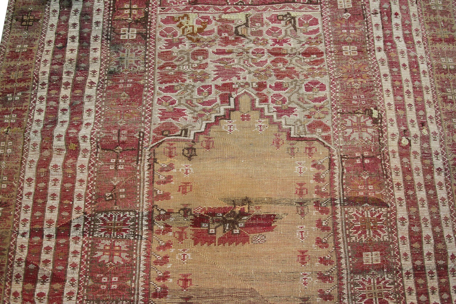 4×5 Rare Mid 1800s Antique Turkish Gordis Rug Wool Foundation Collectors Piece