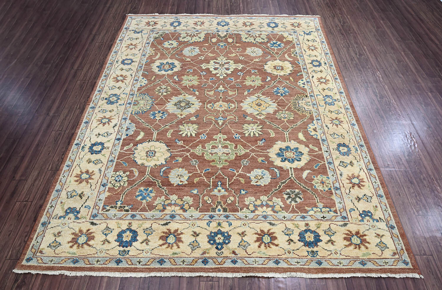 loomBloom Multi Size Hand Knotted Wool Oushak Traditional Area Rug Brown, Beige