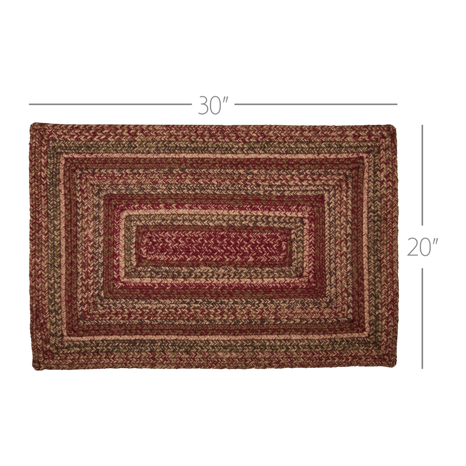 Cider Mill Jute Rectangle Braided Area Rug 20×30 Country Primitive Burgundy