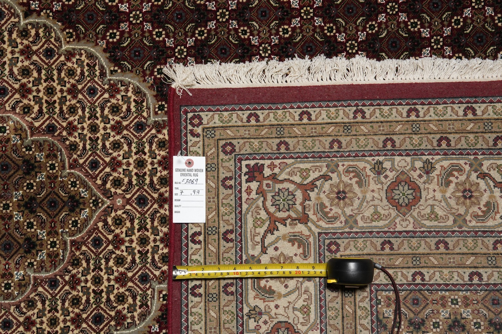 7 x 9.9 Mahii Tabriiz Herrati Wool Silk Hand-Knotted Rug #F-3069
