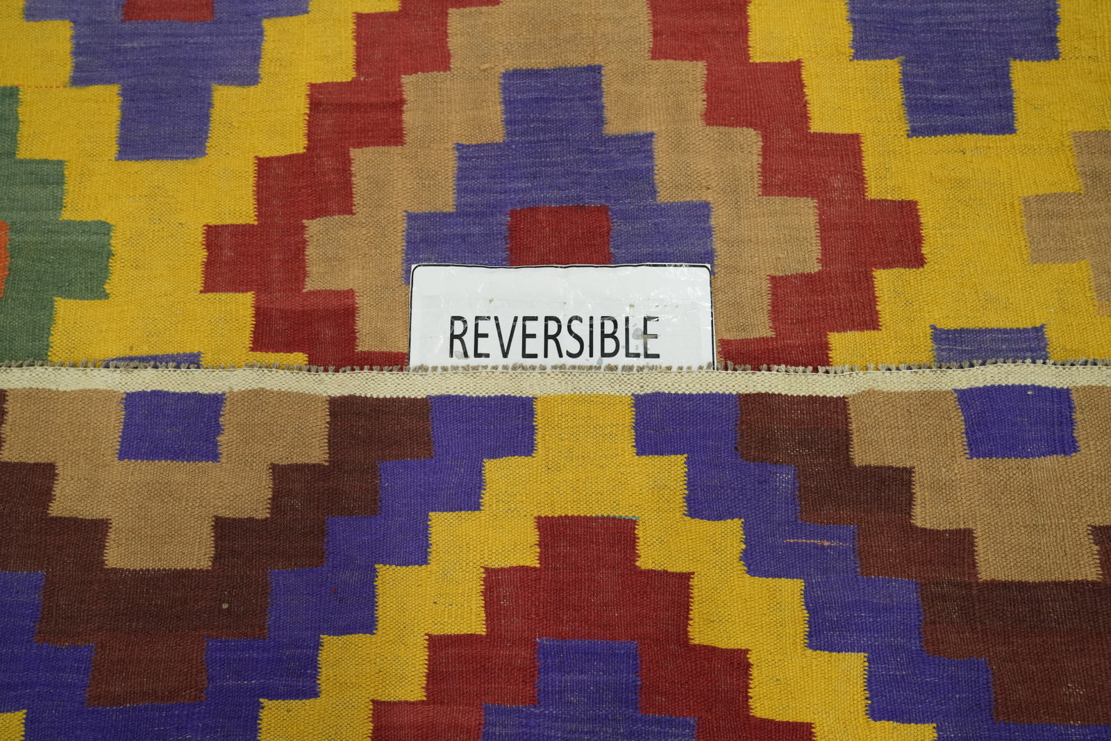 Pastel Color Hand-woven Geometric Wool Kilim Square Rug Reversible Carpet 6×6