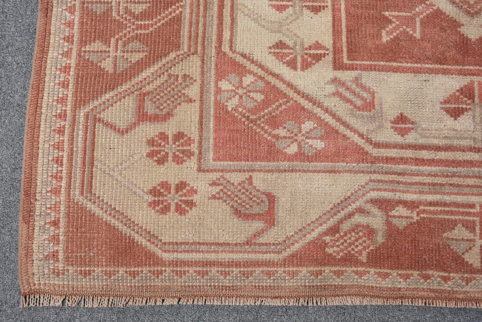 Turkish Vintage Rug, 3,9×6,2 ft Rug, Red Area Floral Rug