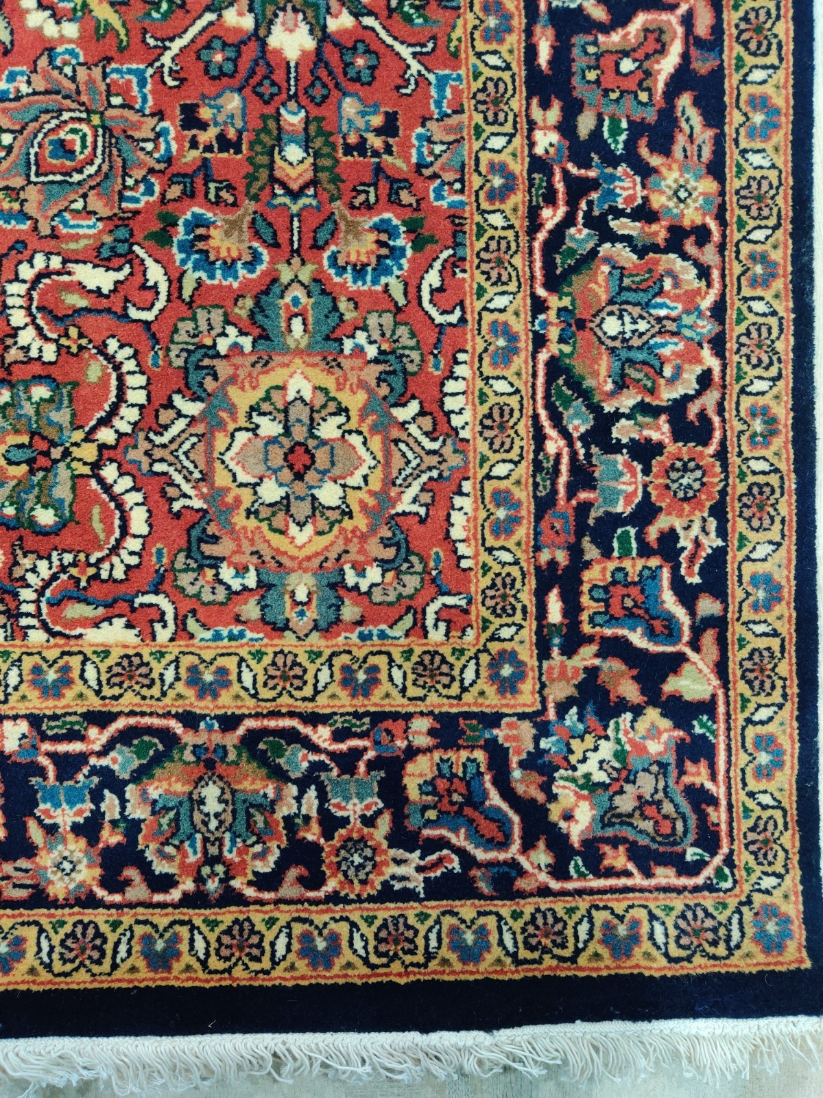 Vintage Hand Knotted Rug 4 x 6 Oriental Bijar 100% Wool Handmade Rust/Blue