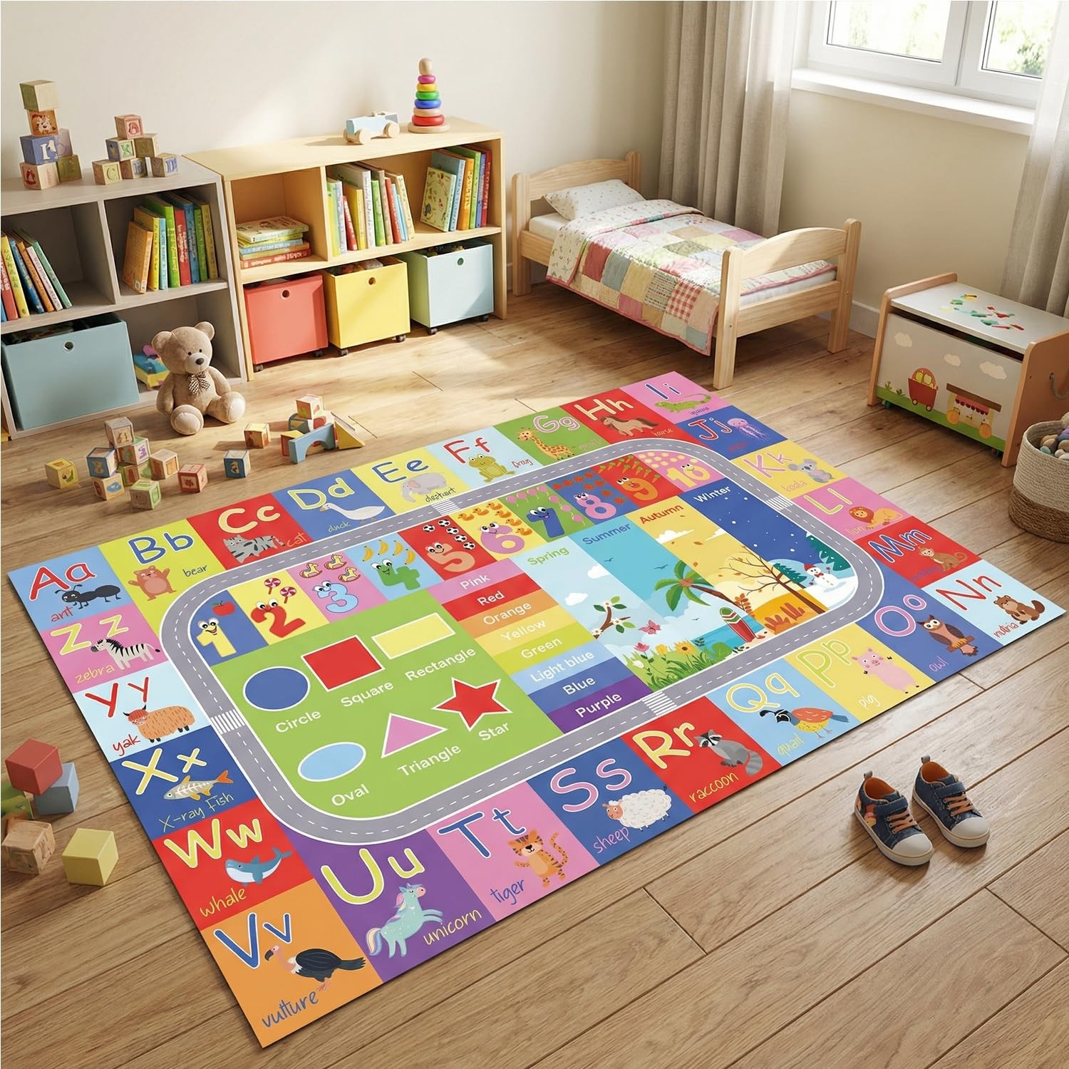 ABC Kids Rug, 59″ x 39.4″ Alphabet Non-Slip Floor Mat | ABC and animal patter…