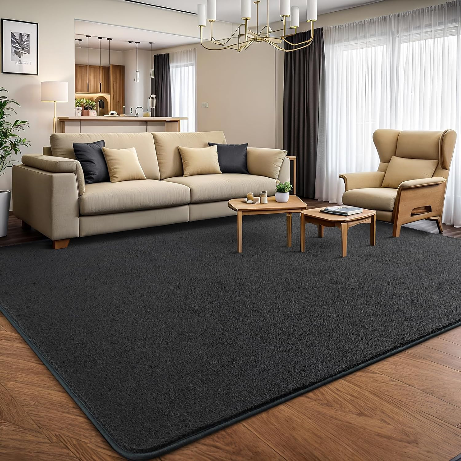 Modern Shag Area Rug for Bedroom, 4X6 Feet Washable Rugs for Living Room, Indoor