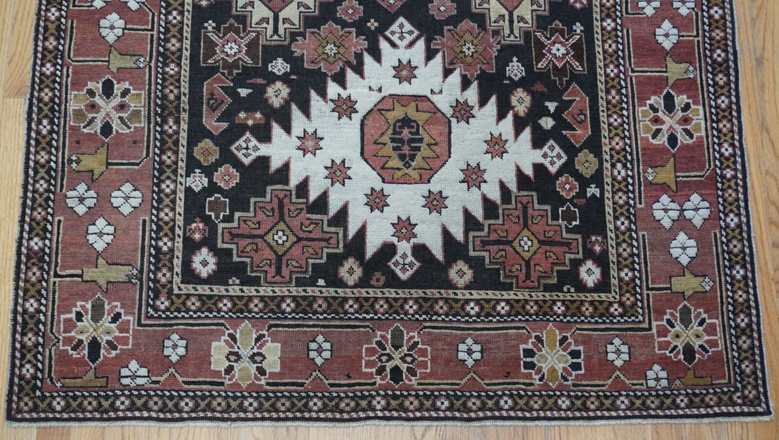 Antique Caucasian Shiravan Hand Knotted 100% Wool Tribal Rug 4’4″ x 5’3″