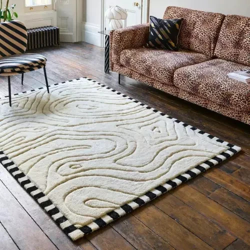 New Luxury Hand Tufted Nz Wool Rug Color Olive Green & Teal, White Carpet Rug