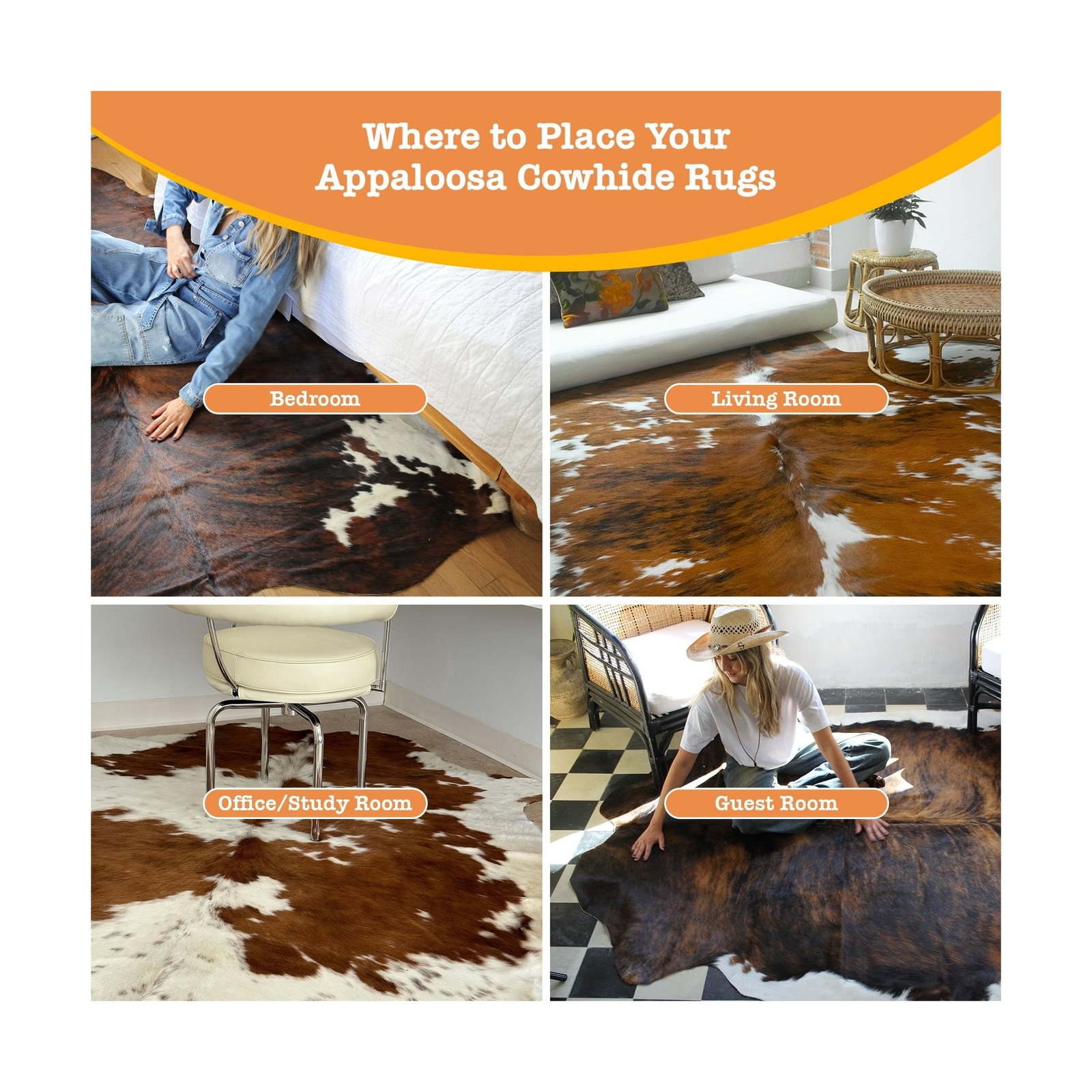 Genuine Cowhide Rug – Natural Leather Hide Rugs for Living Room & Area Rug fo…