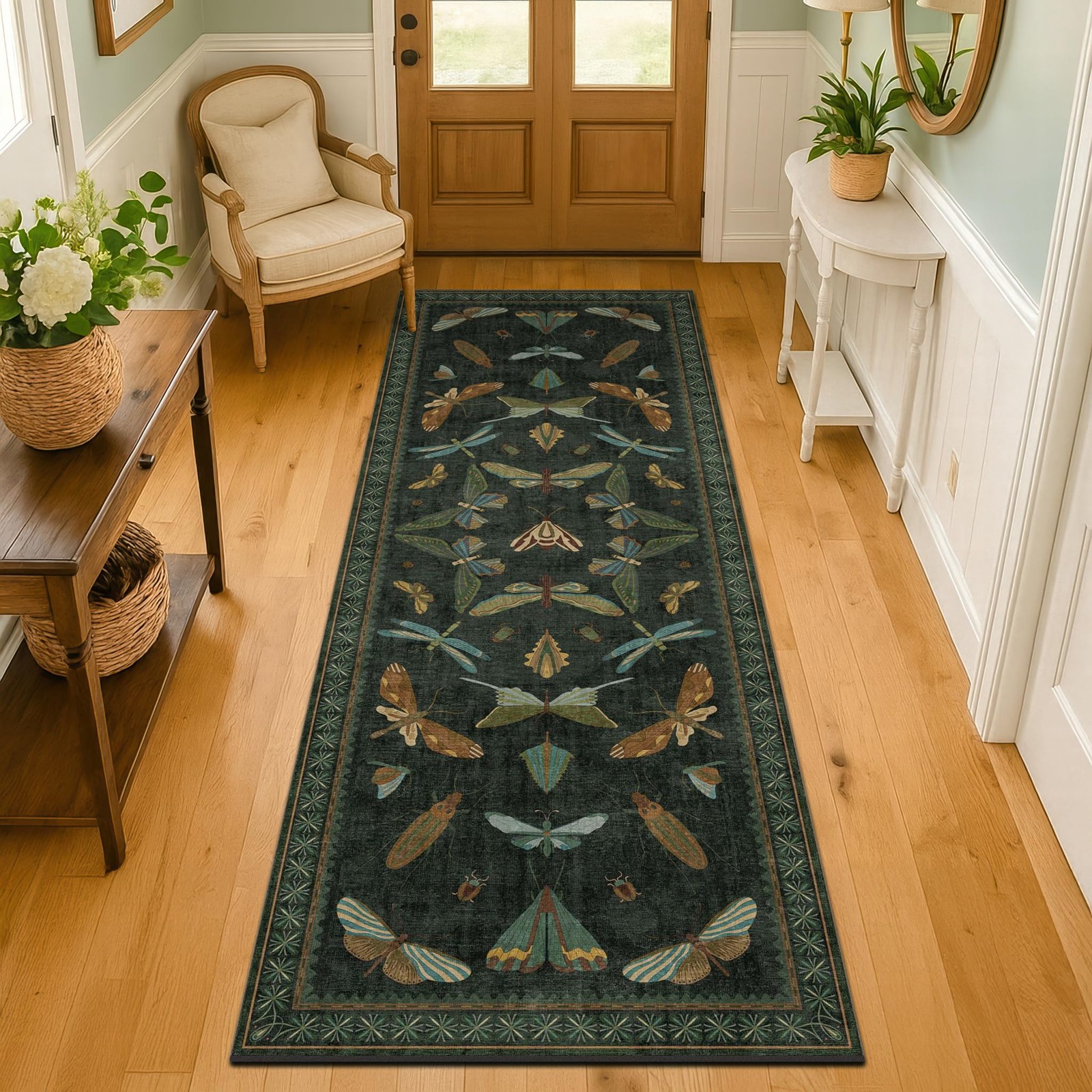 Washable Insect 2×6 Runner Rug for Hallway- Stain Resistant Kitchen Runners, …