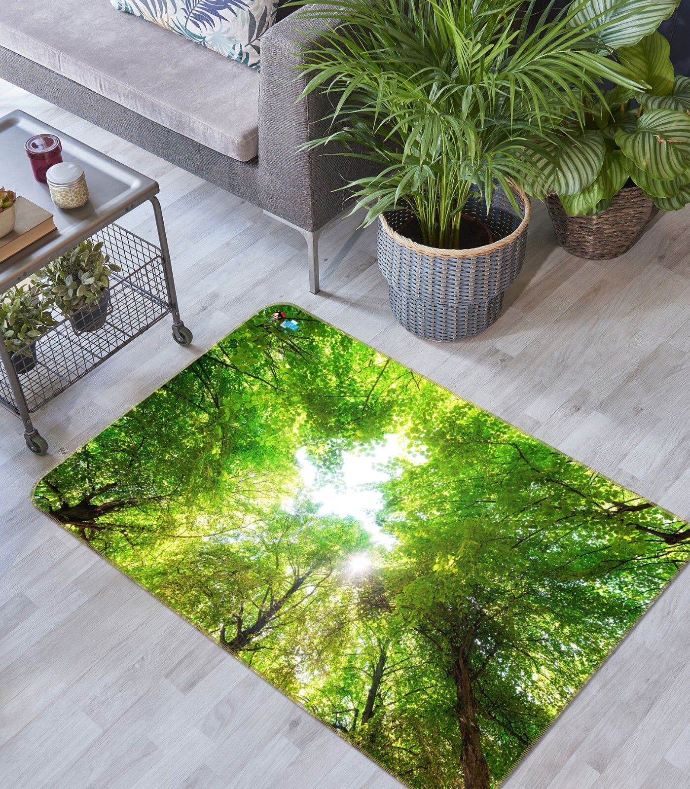 3D Green Forest Trees ZHUA1915 Game Non Slip Rug Mat Photo Carpet Amy
