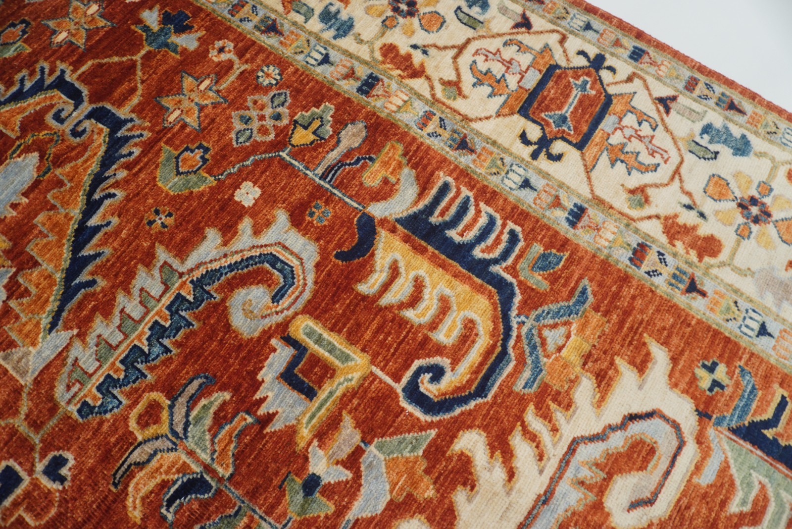 8 x 10 ft Rust Red Heriz Afghan Hand Knotted Veg dyes Wool Traditional Rug