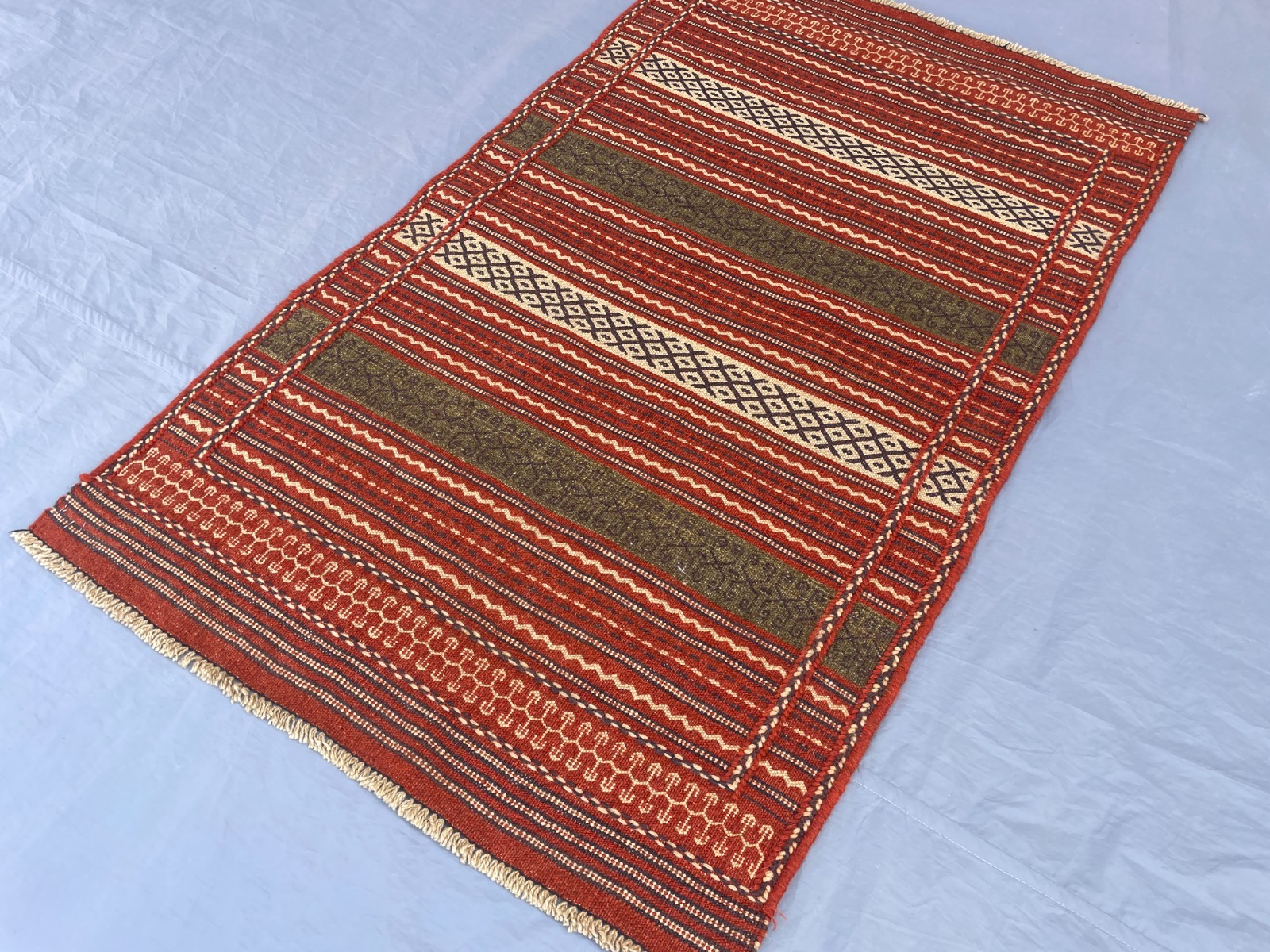 2’8 x 4’5 Ft Handmade Afghan Kilim Rug – Vintage Tribal Flatweave Rustic Carpet