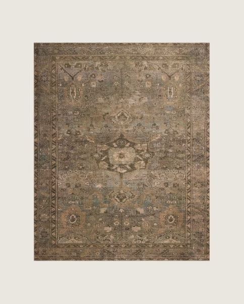 Joon Loloi Carmella Printed Area Rug Blue Moss Floral Low Pile – No Rug Pad