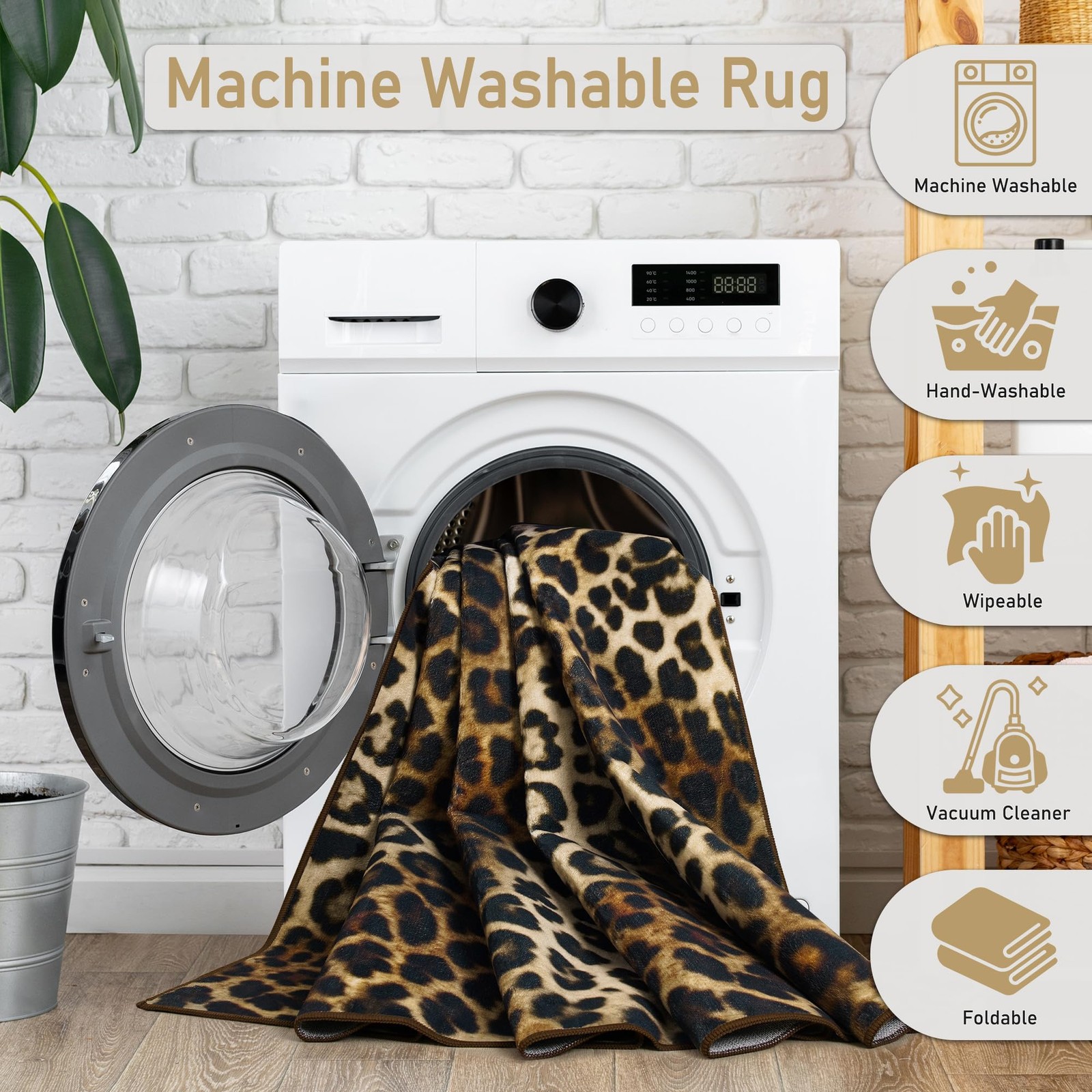 Foxmas Leopard Area Rugs For Living Room 4X6 Feet Machine Washable Cheetah