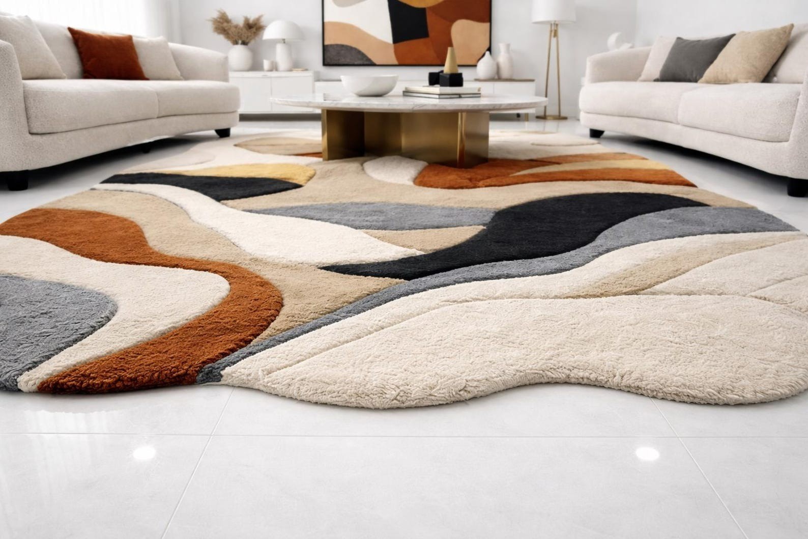 Designer Rug | Irregular Rug | Wool area Rugs | Living Room Rug | Tufted A137