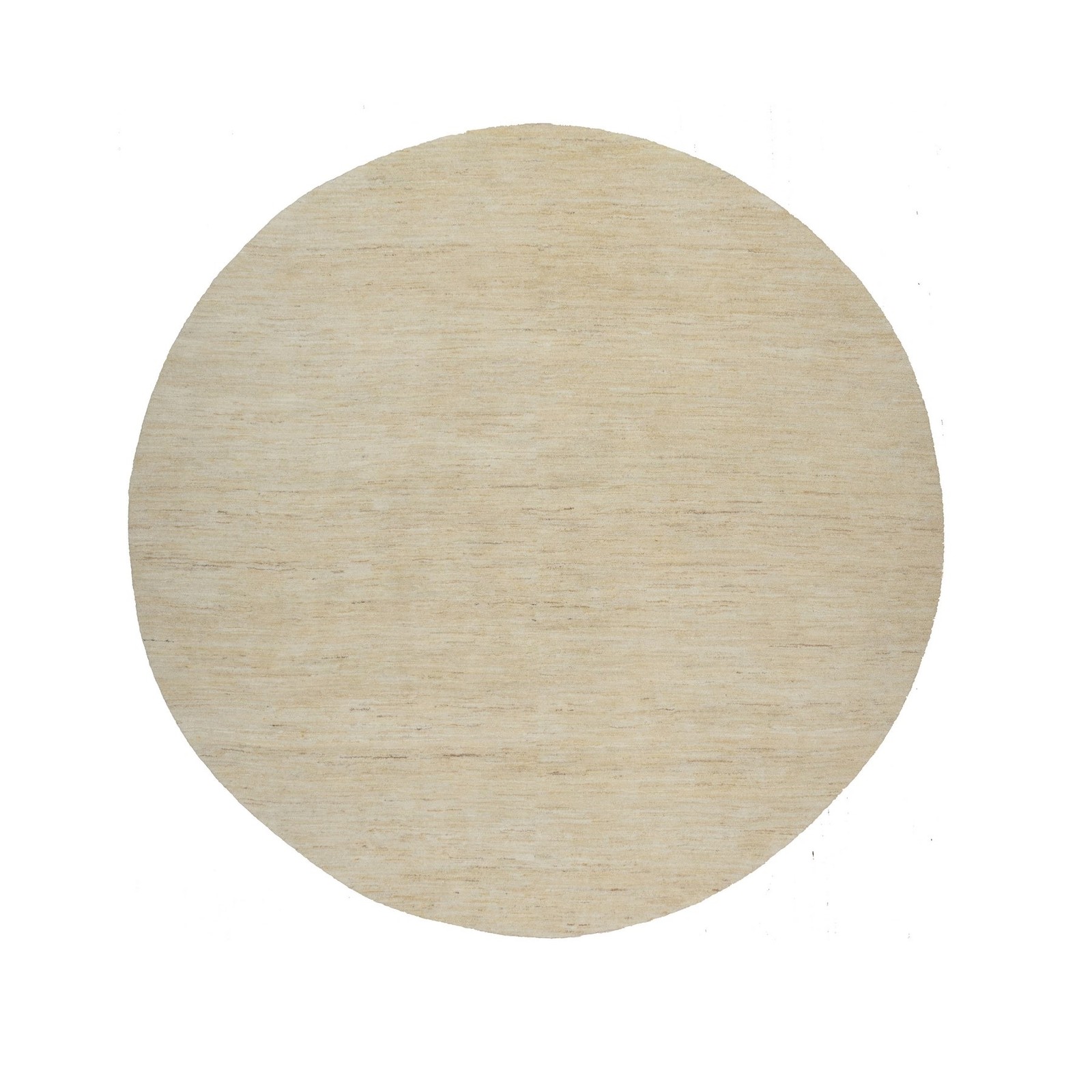 7’9″x7’9″ Bone White Pure Wool Modern Plain Design Hand Knotted Round Rug R91308