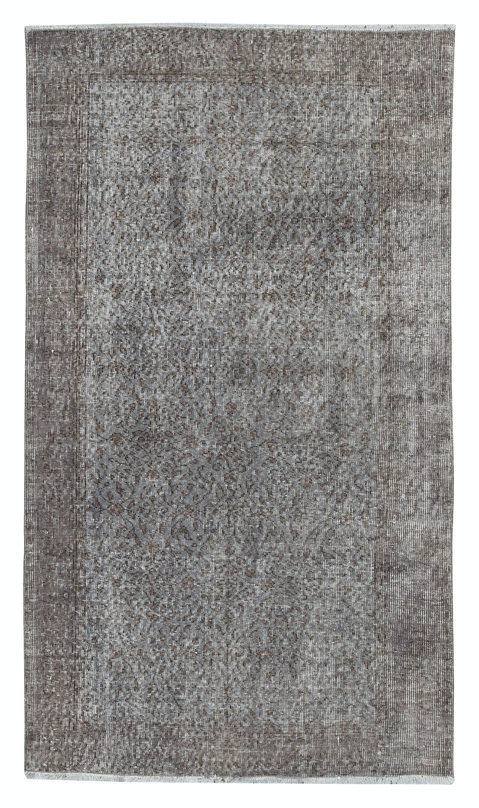 3.7×6.4 Ft Gray Overdyed Vintage Rug for Modern Interiors. Handmade in Turkey