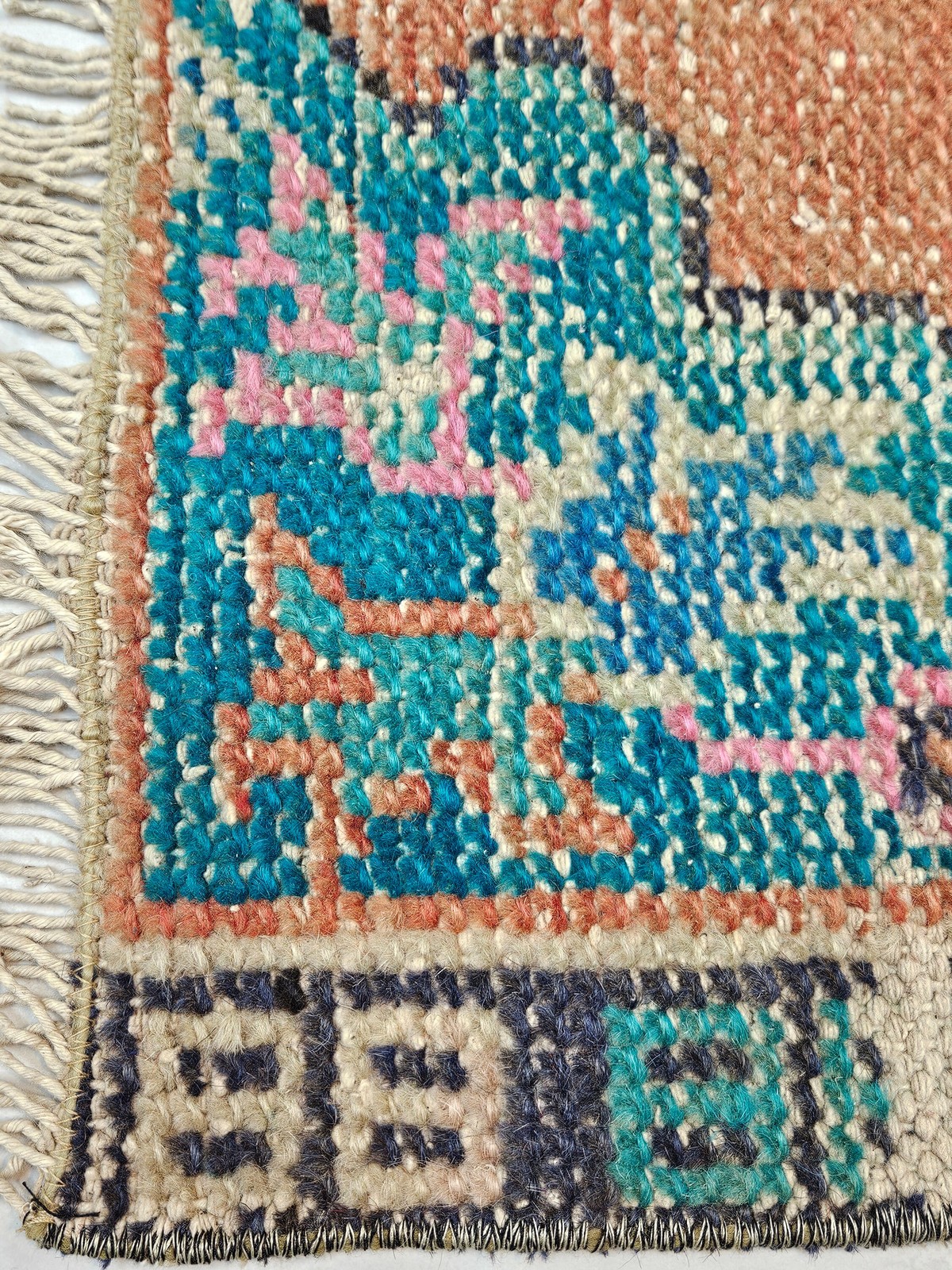 Vintage Turkish Wool Rug (1.9 x 4 ft) Orange Bohemian Accent Rug