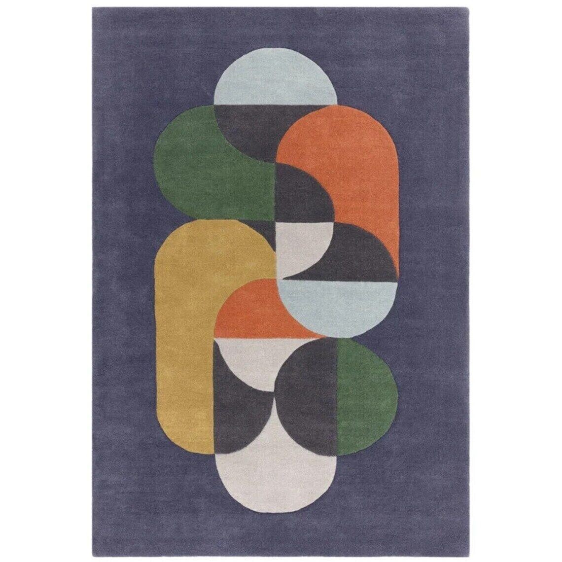 Blue Geometric Rugs 100% Newzealand Carpet Area Rug 5×8, 6×9, 8×10, 9×12