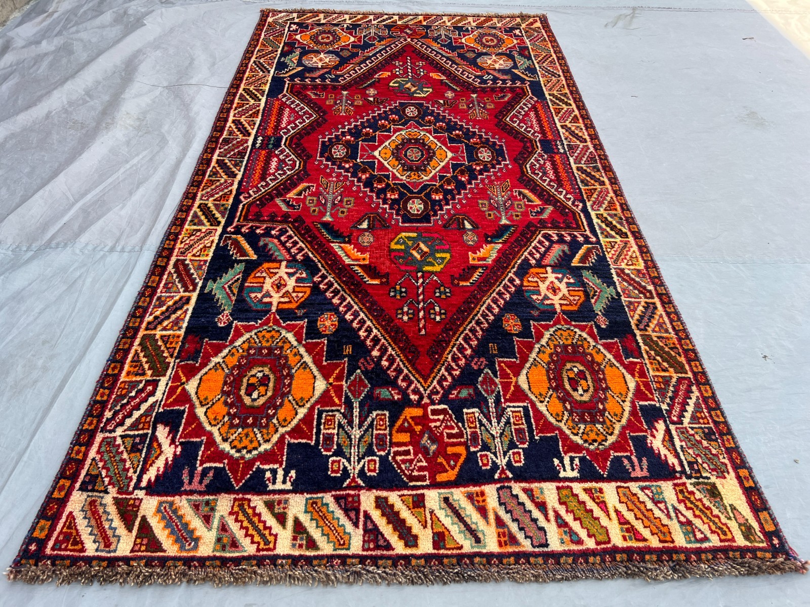 3’4″x6’4″ Ft Vintage Afghan Baluchi Hand Knotted Wool Geometric Area Rug