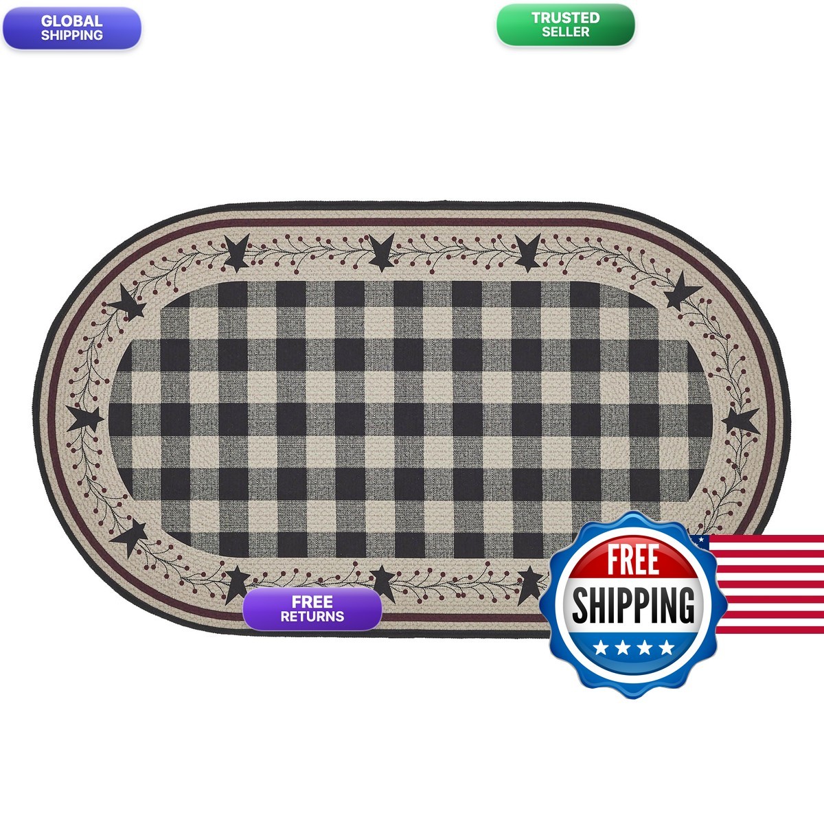 VHC Brands Pip Vinestar Indoor Rug Oval 27×48 Polyester Natural