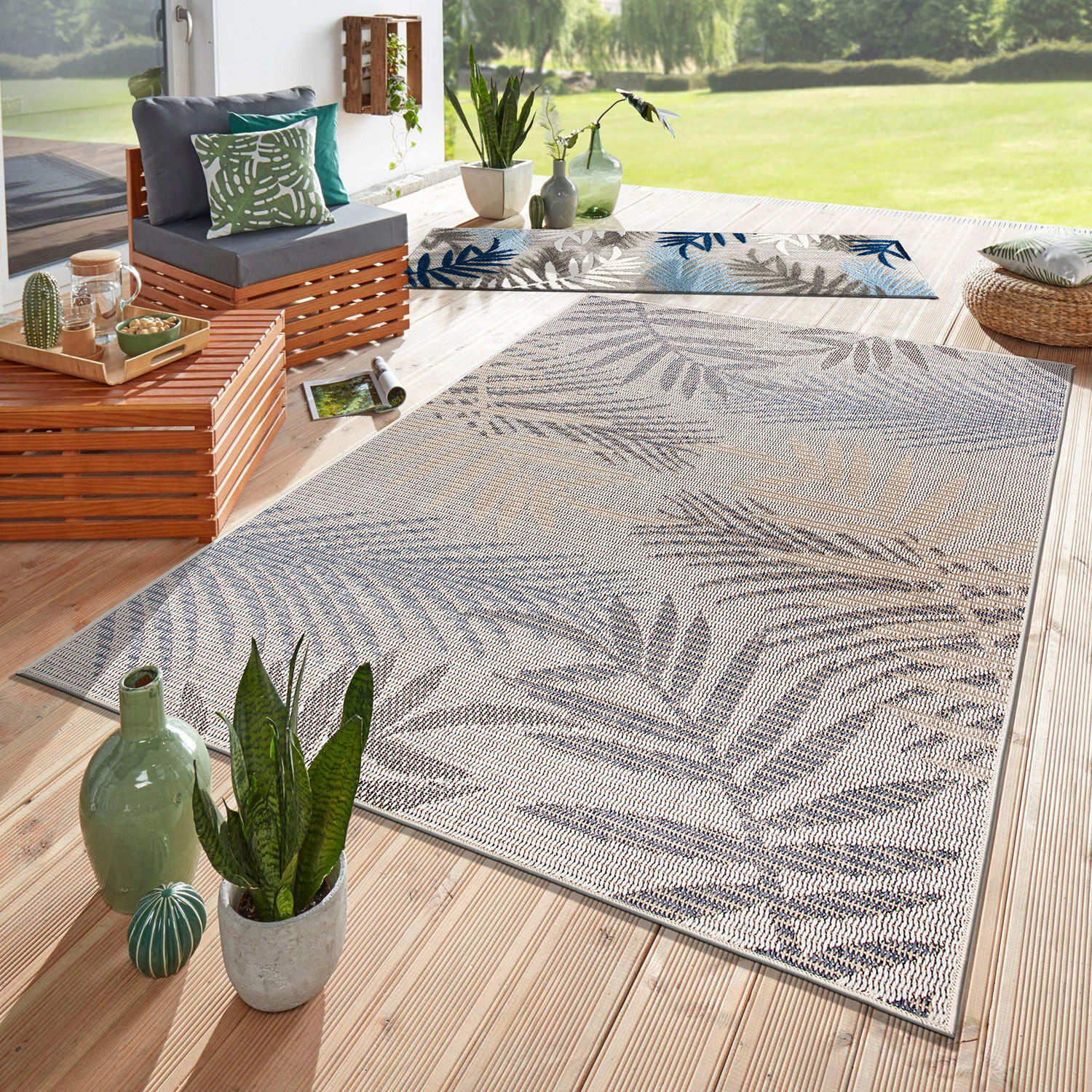 Rugshop Outdoorrugs Bahama Palm Frond Indoor Outdoor Area Rugs Patio Rugs 8×10