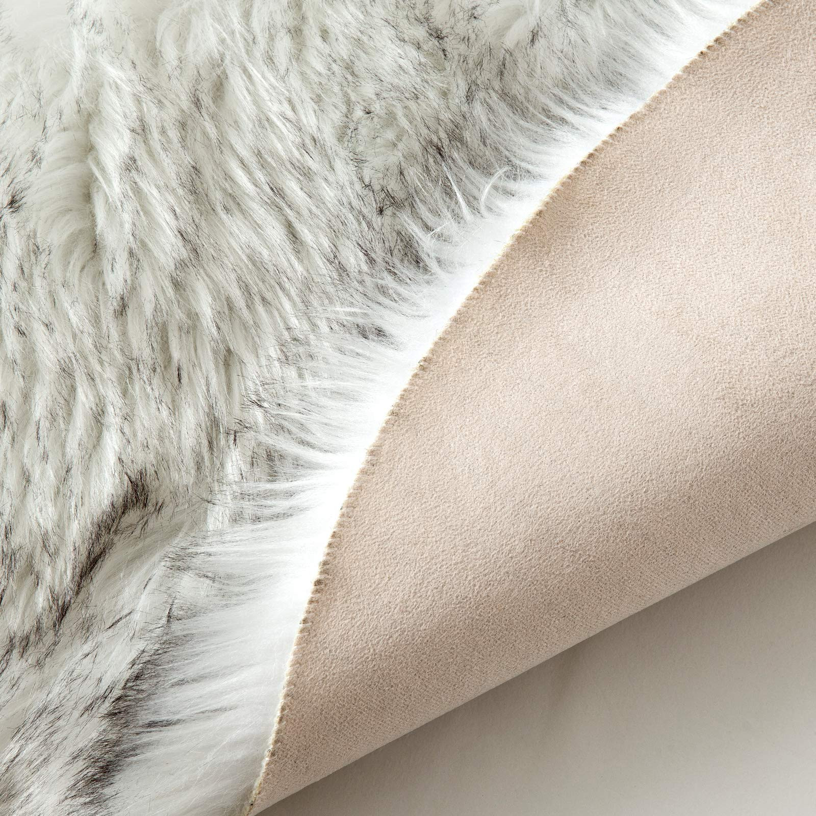 White/Gray Fluffy Faux Fur Sheepskin Shag Area Rug Soft Runner Rectangle/Round