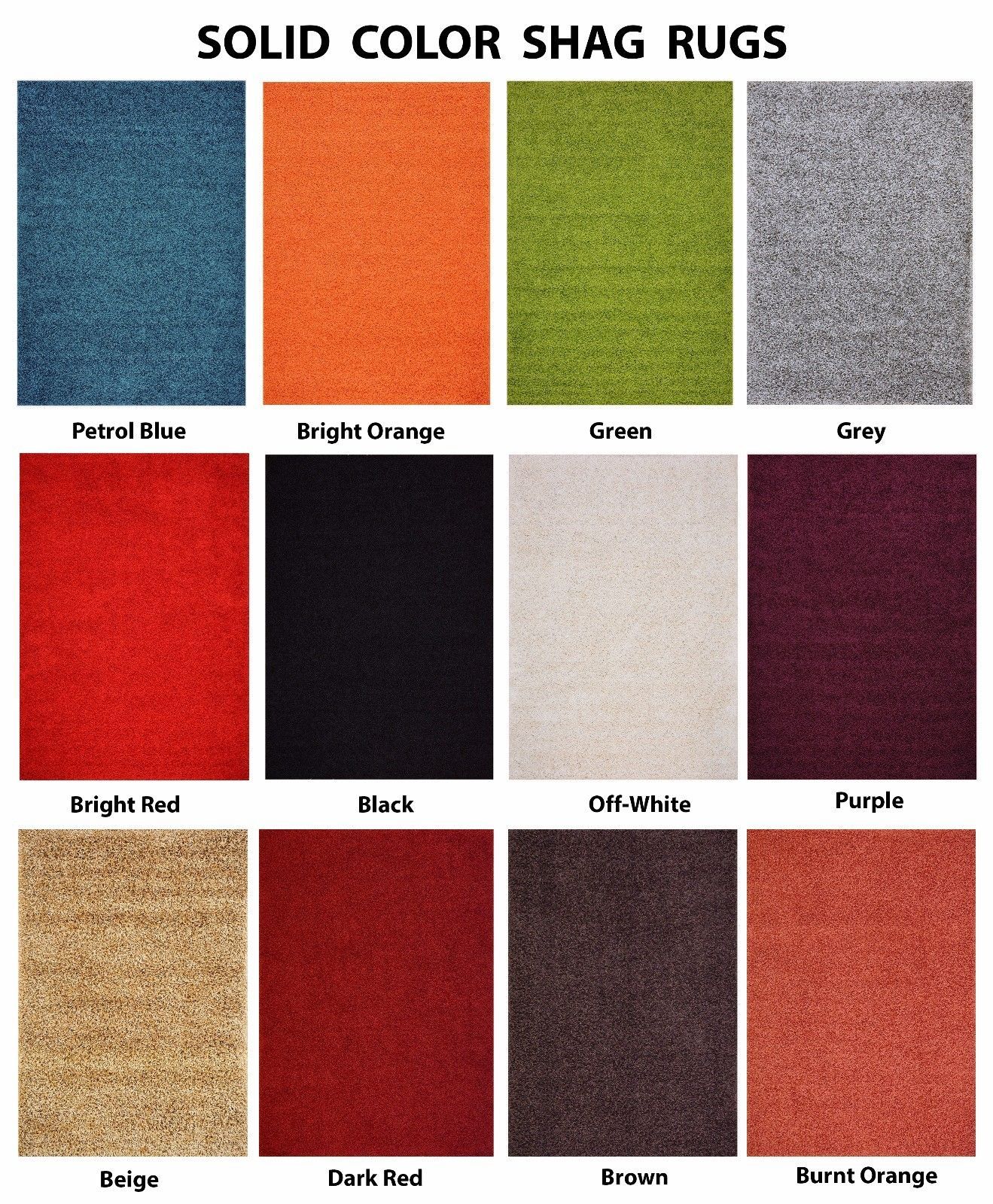 Premium Shaggy Collection Solid Color Shag Rug Area Rugs Multiple Color Options