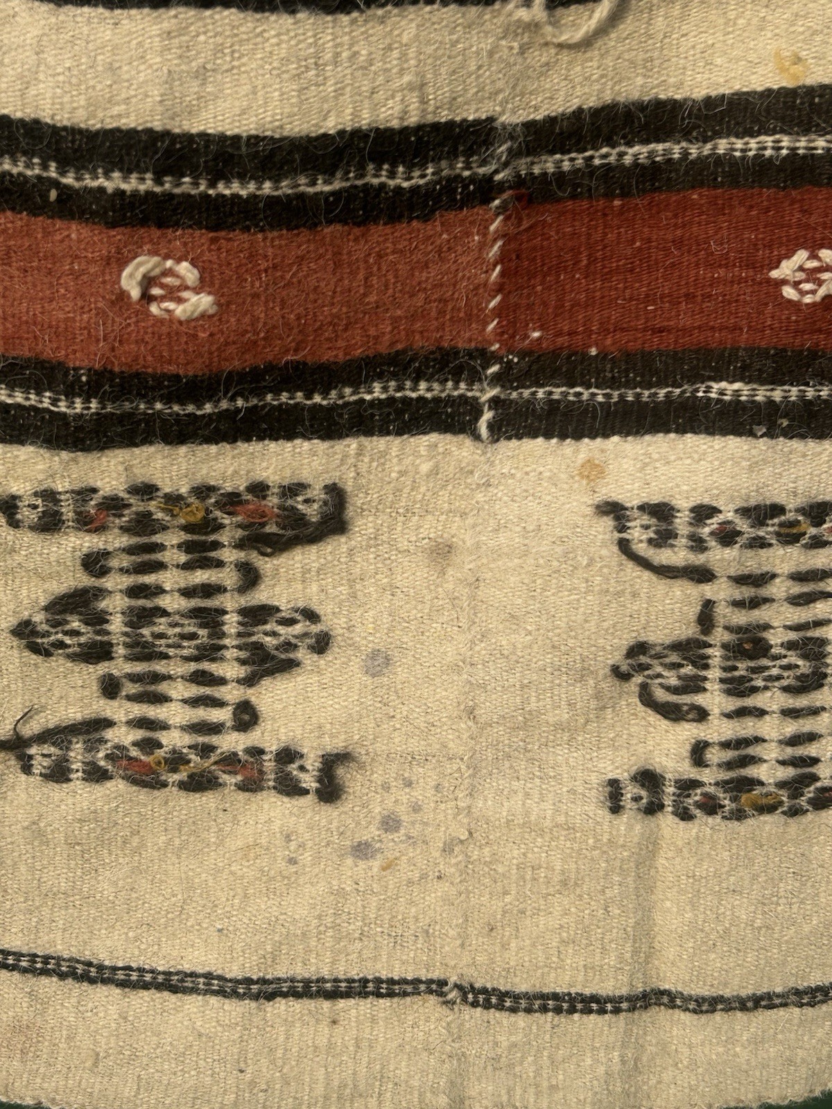 Vintage Handwoven Wool Tribal Rug/Textile Fulani Style Strip Weave 90×53 African