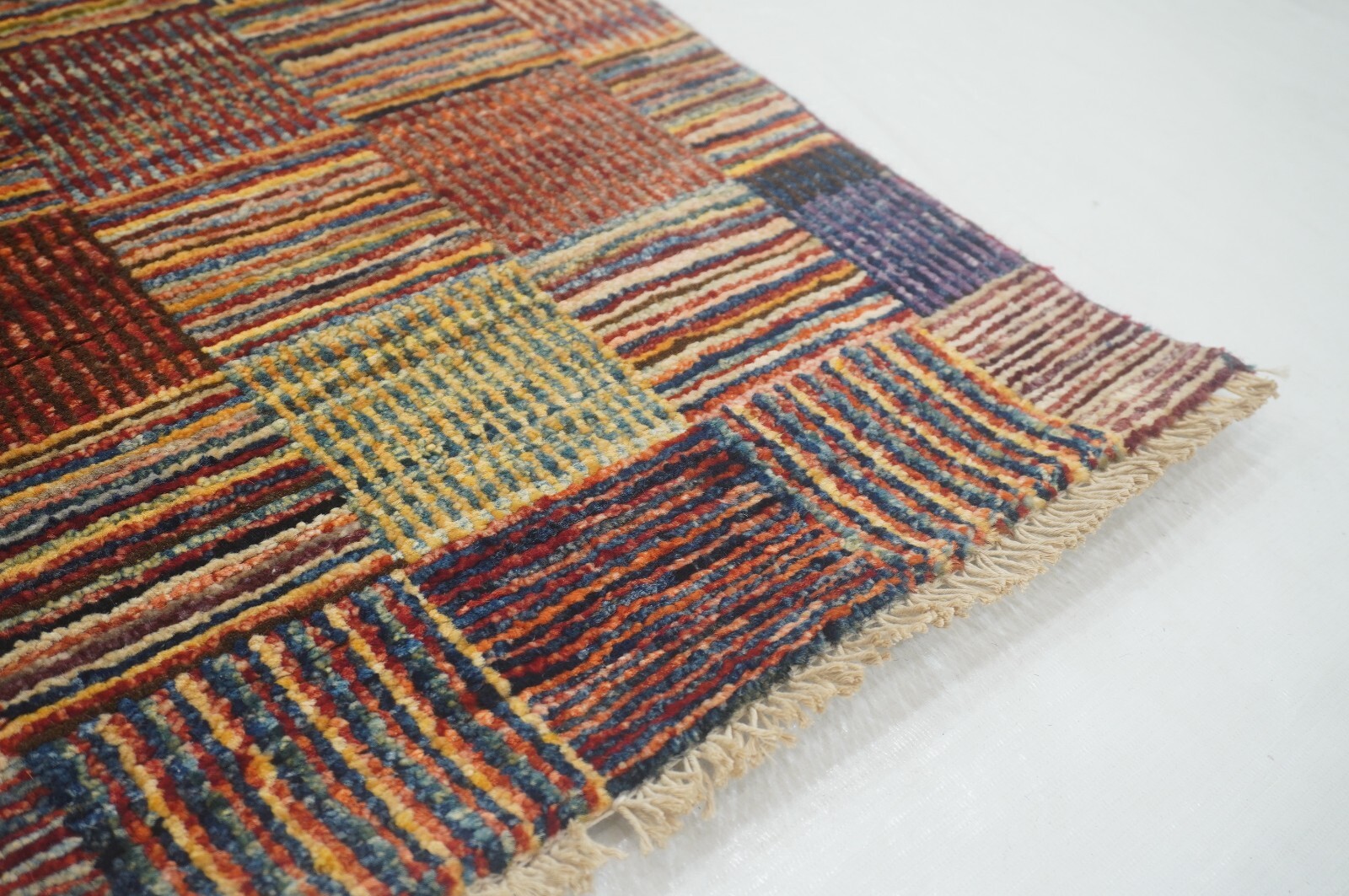 3 x 5 ft Multicolor Weave Pattern Gabbeh Afghan Hand Knotted Rug