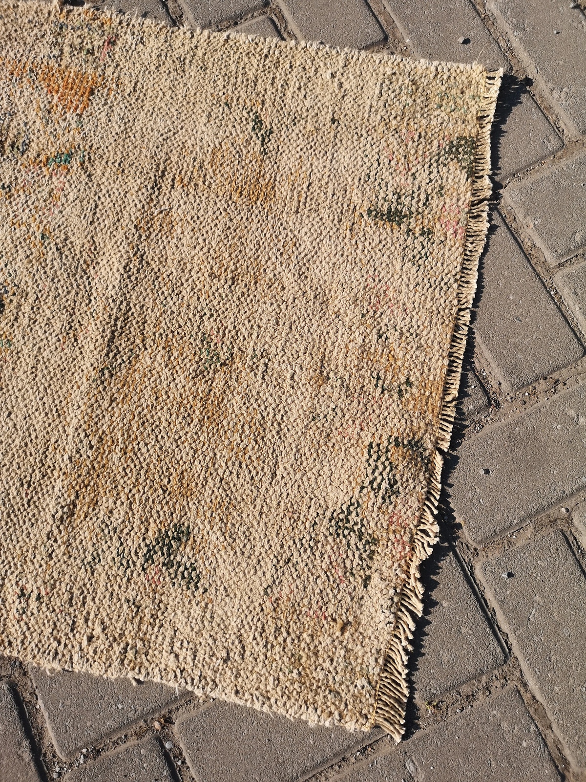 Muted Orange Turkish Wool Rug, Small Faded Rug (2.2 x 3.6 ft)