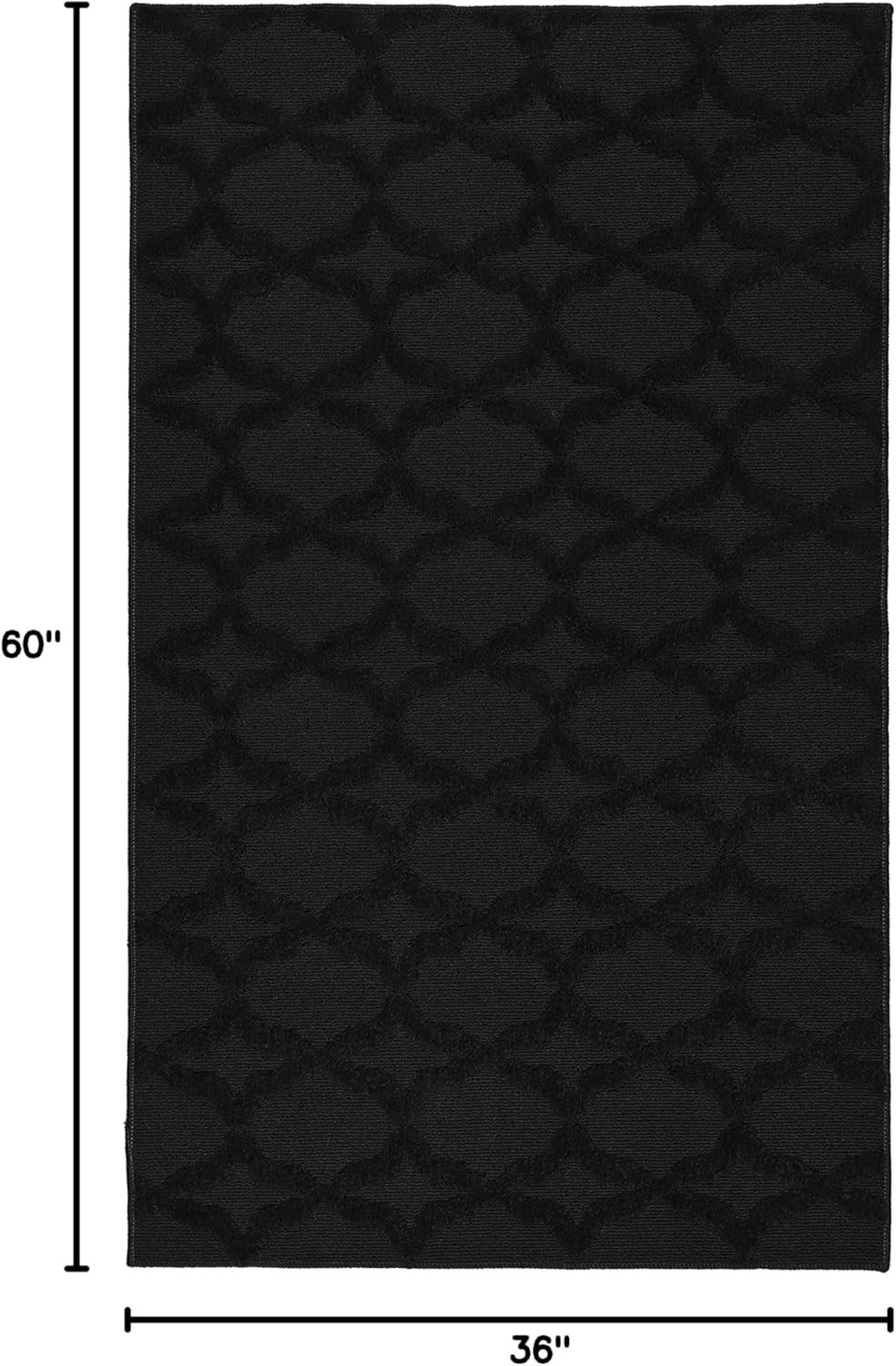 Sparta Non Slip Polypropylene 3 Ft. X 5 Ft. Black Area Rug- Ideal for Living Roo