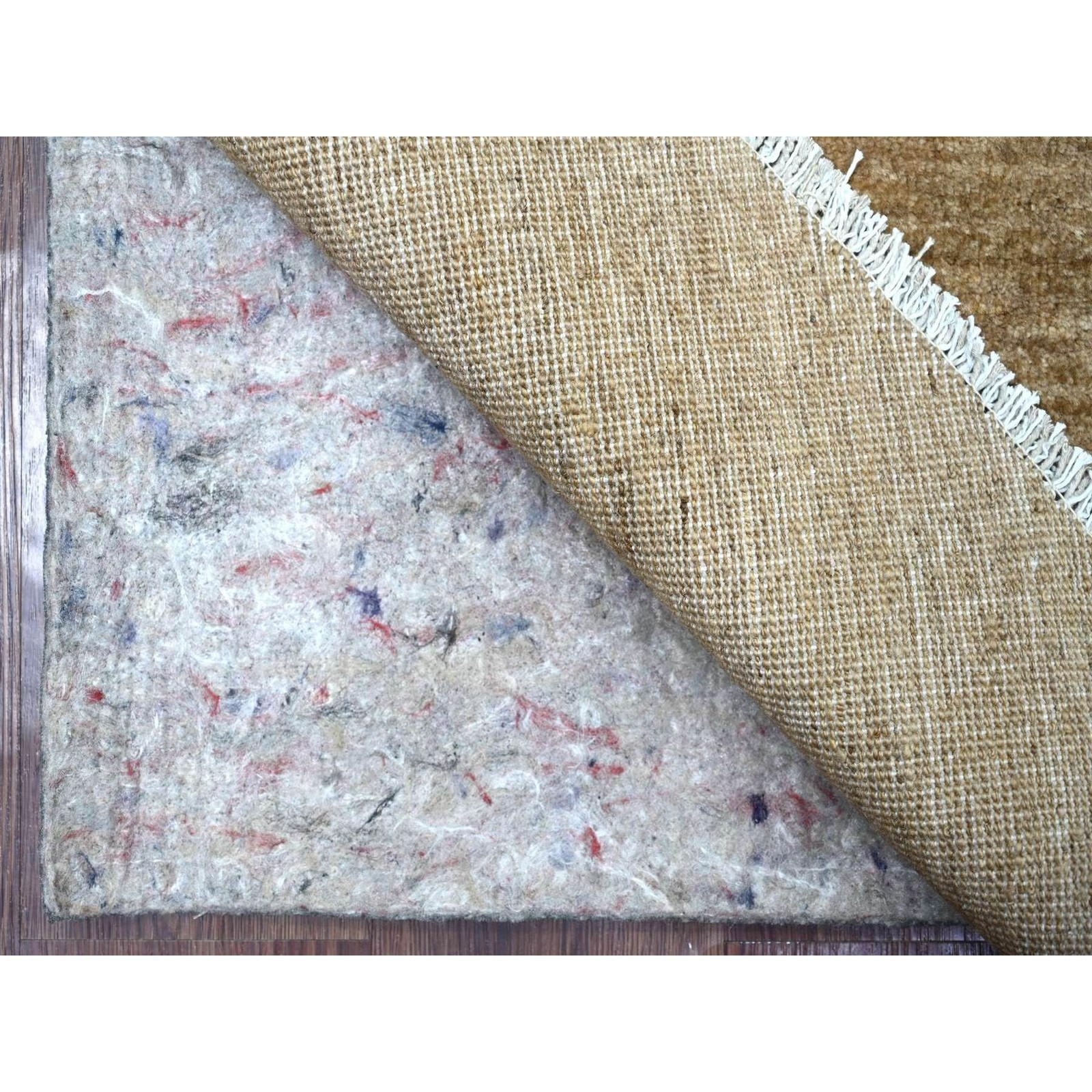 7’9″x7’9″ Brown Plain Solid Pattern Hand Knotted Ghazni Wool Round Rug 22096