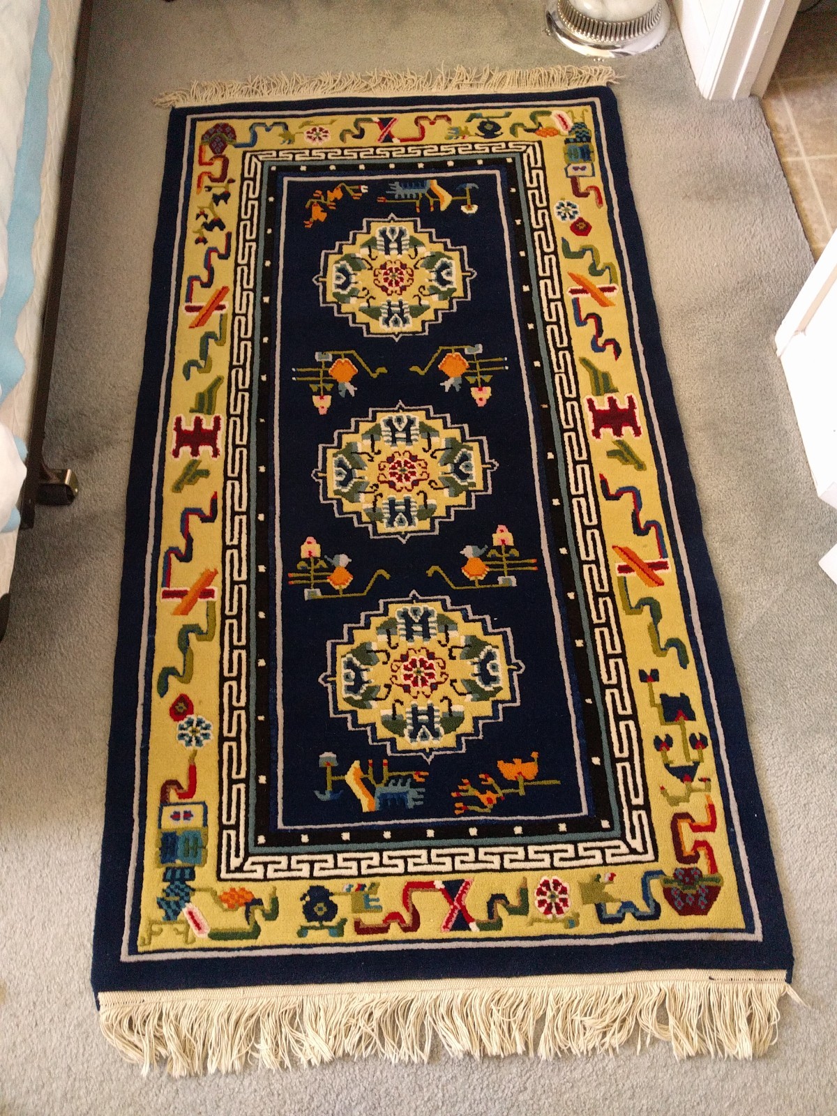 Vintage 3×6 Tibetan Chinese Rug Artisan Wool Oriental Rug
