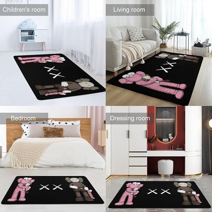 NEW Hypebeast KAWS Area Rug Modern Abstract Carpet Art Decor Rug-Non-Slip Mat