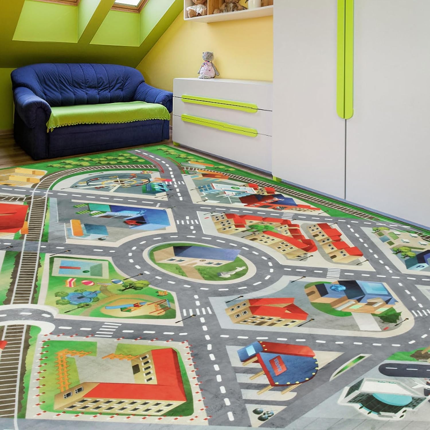 Large Kids Carpet Play Mat Rug for Playroom, 48” x 71’’ Car Rugs Mat for Kid…