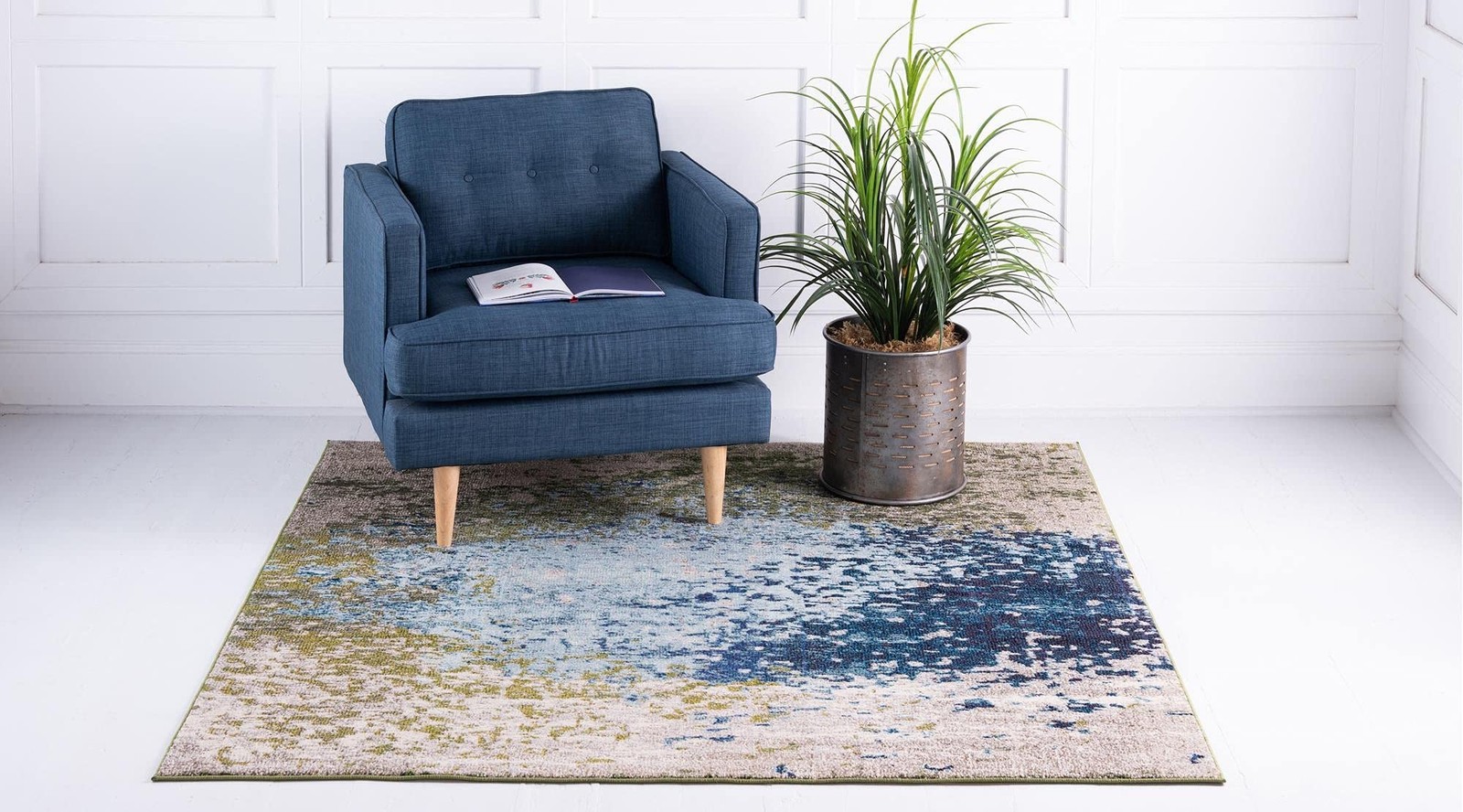 Unique Loom Estrella Collection Abstract Modern Light Colors Distressed Area