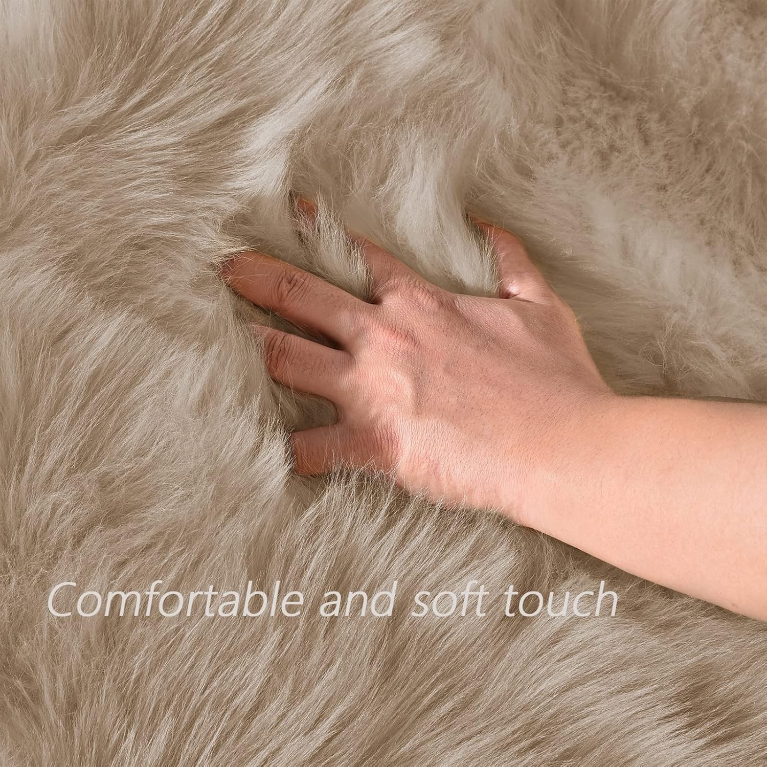 Plush 3ft Round Shag Rug in Brown Beige – Perfect for Bedrooms and Living Rooms