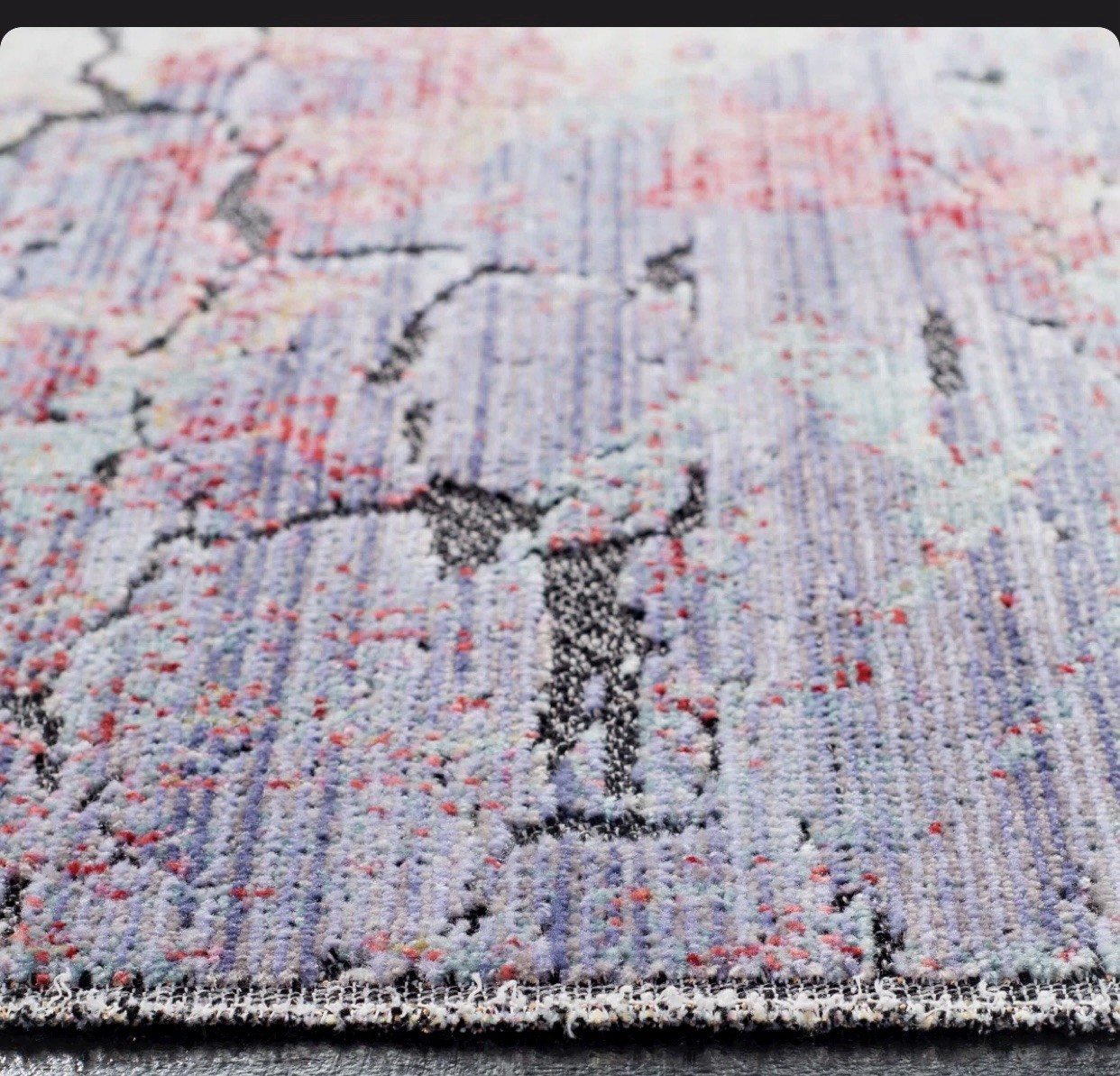 Stunning Bliss Artisan Distressed Power Loomed Square Rug 6’7”x 6’7” Aqua/Purple
