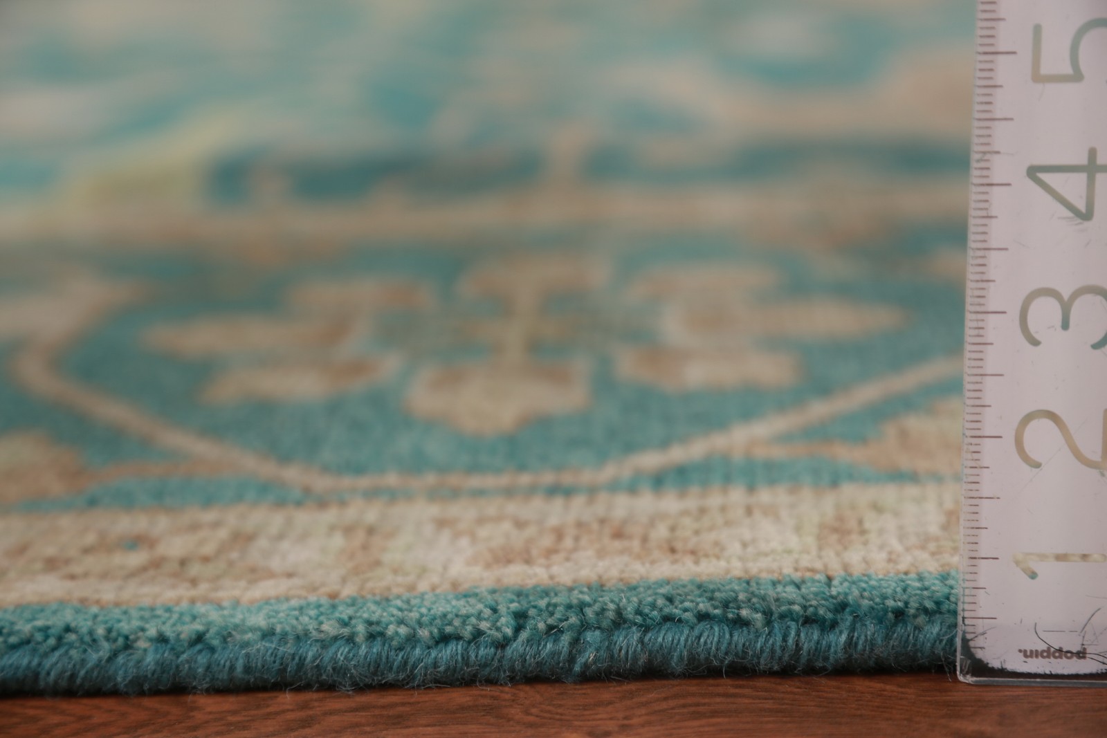 All-Over Oushak Indian Area Rug 9×12 Handmade Wool Teal Green Oriental Carpet