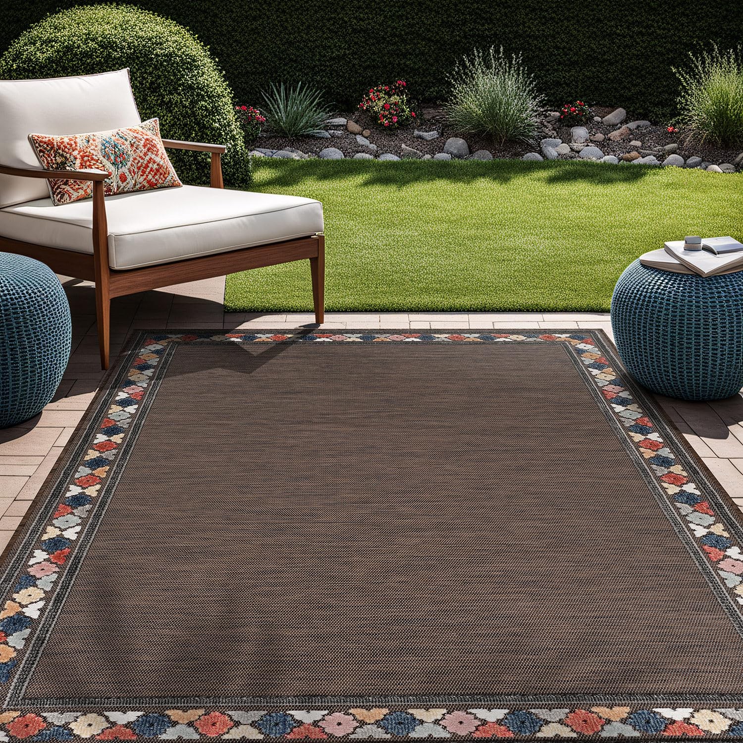 Beverly Rug Outdoor Rug 10×14 Modern Bordered Large Area Rugs for Indoor and …