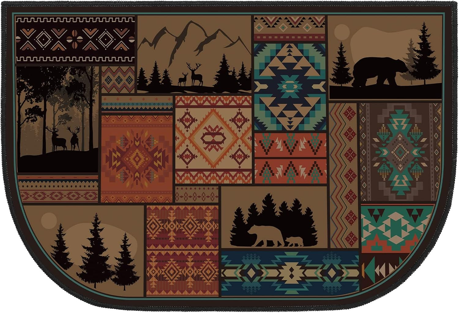 Demissle Fireplace Hearth Rug Fireplace Mats Cabin Southwestern Fireproof Firepl
